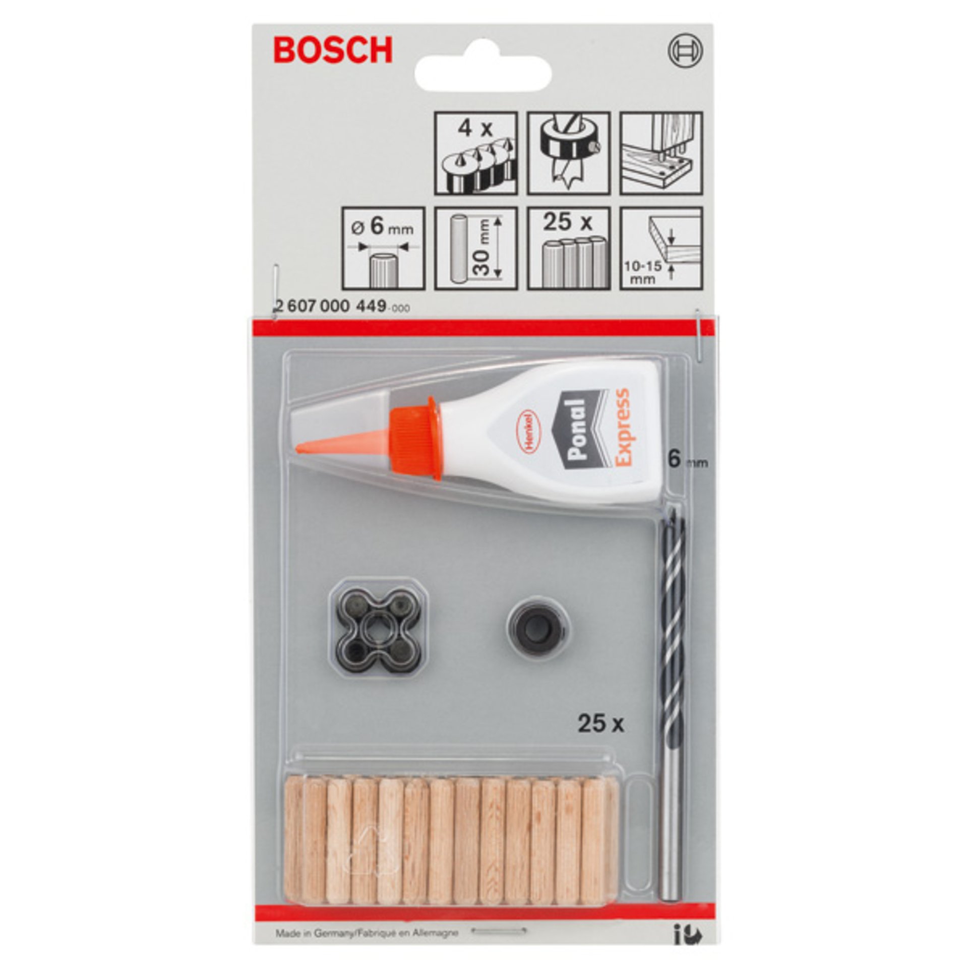 32-tlg. Holzdübel-Set, 6 mm