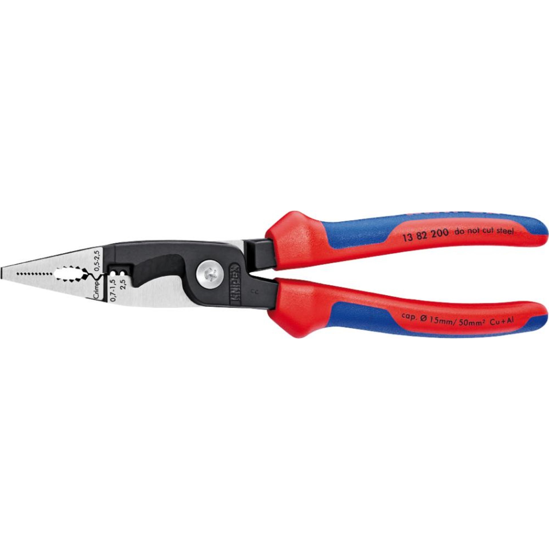 Elektroinstallationszangepoliert mit 2-Komponenten-Griffen 200mm KNIPEX