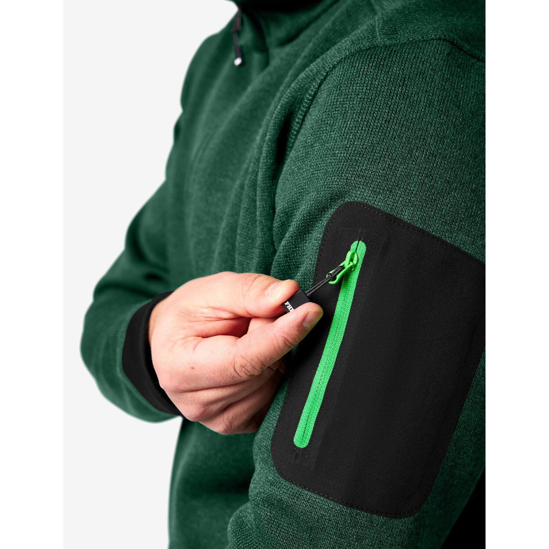 CHRISTOPH Strick-Fleece-Jacke Herren grün-schwarz L