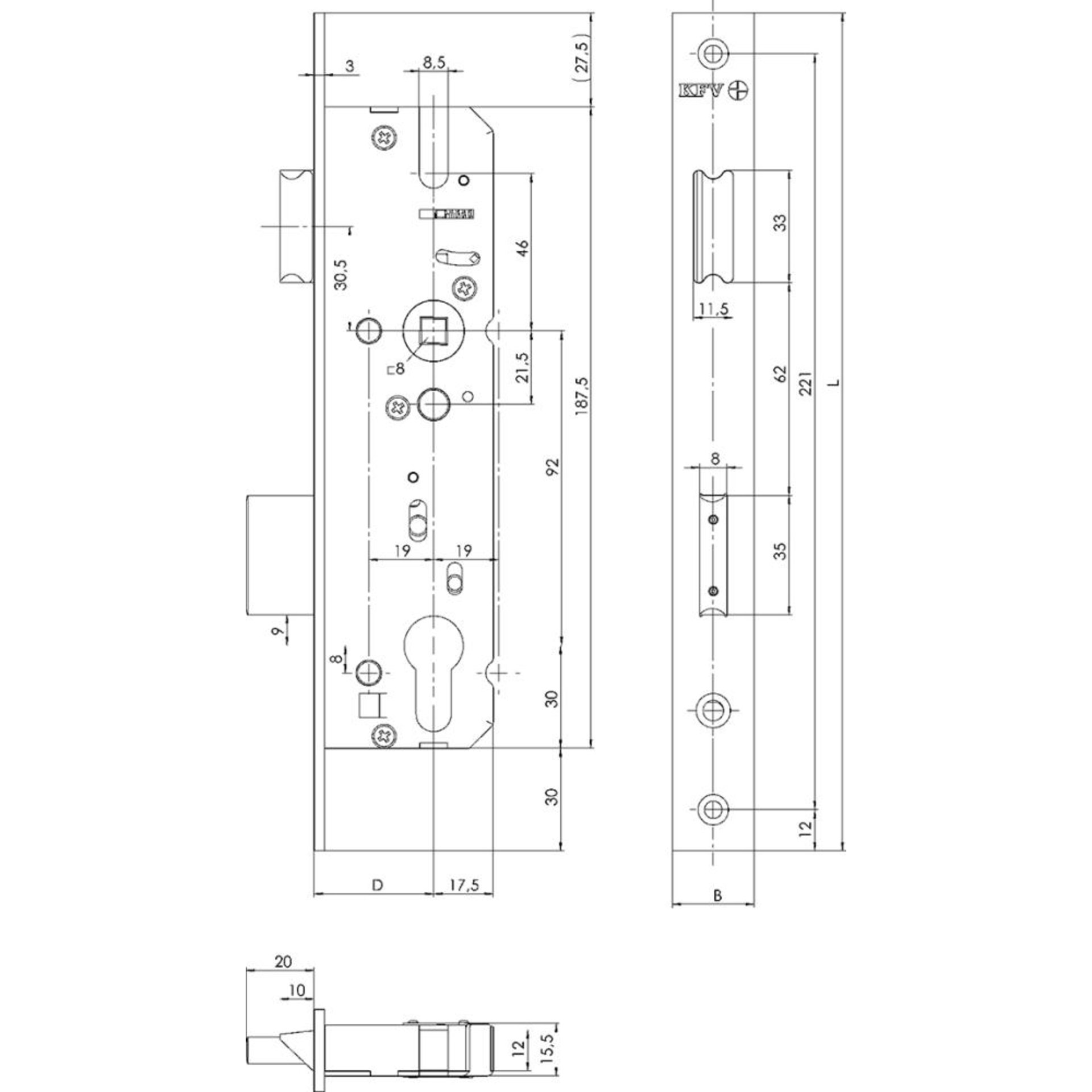 PT-Einsteckschloss 49N-PZW,10/92,D45,16x245kt,verz