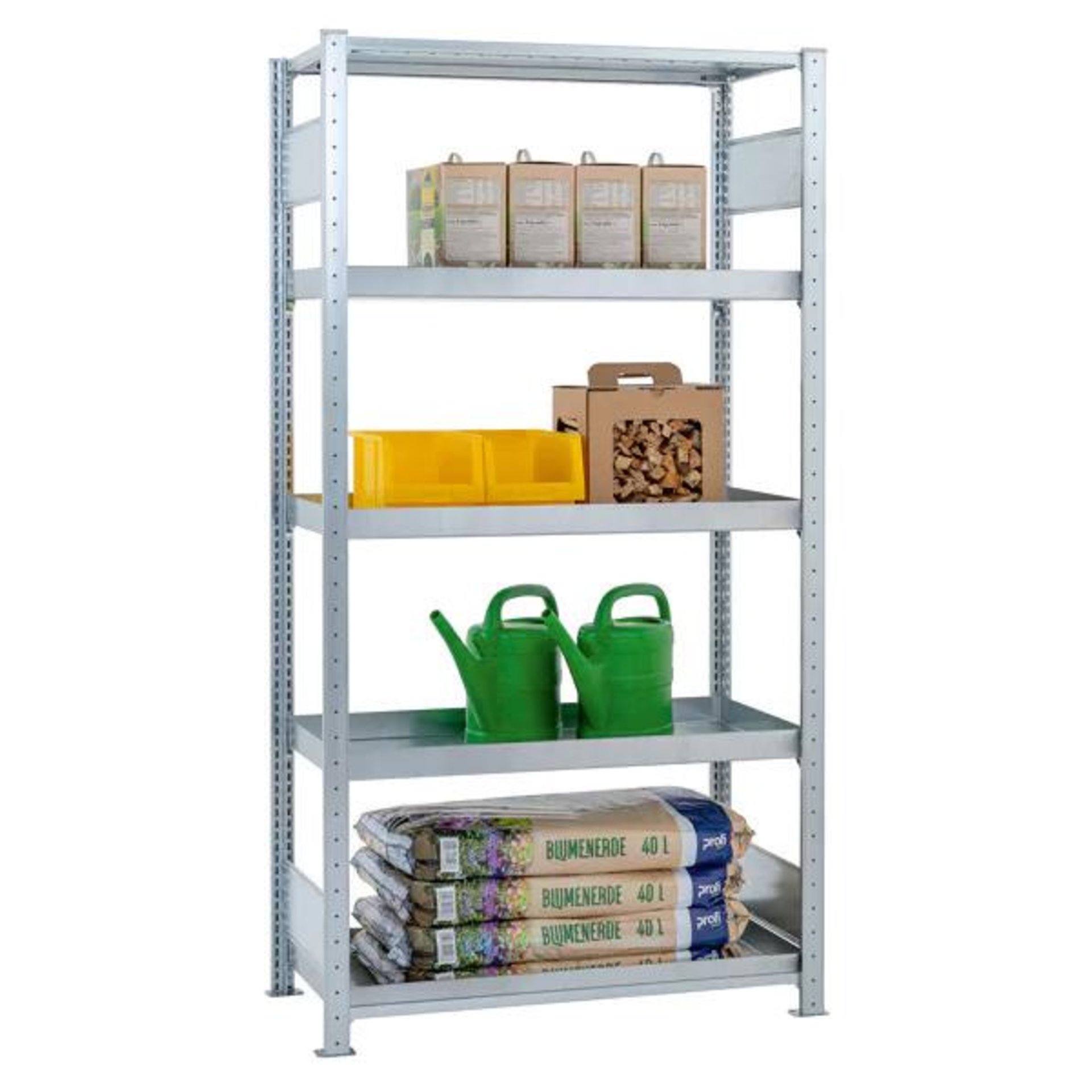Wannenbodenregal B1000xT600xH2000 mm Grundfeld 4 Wannen Fachlast 150kg