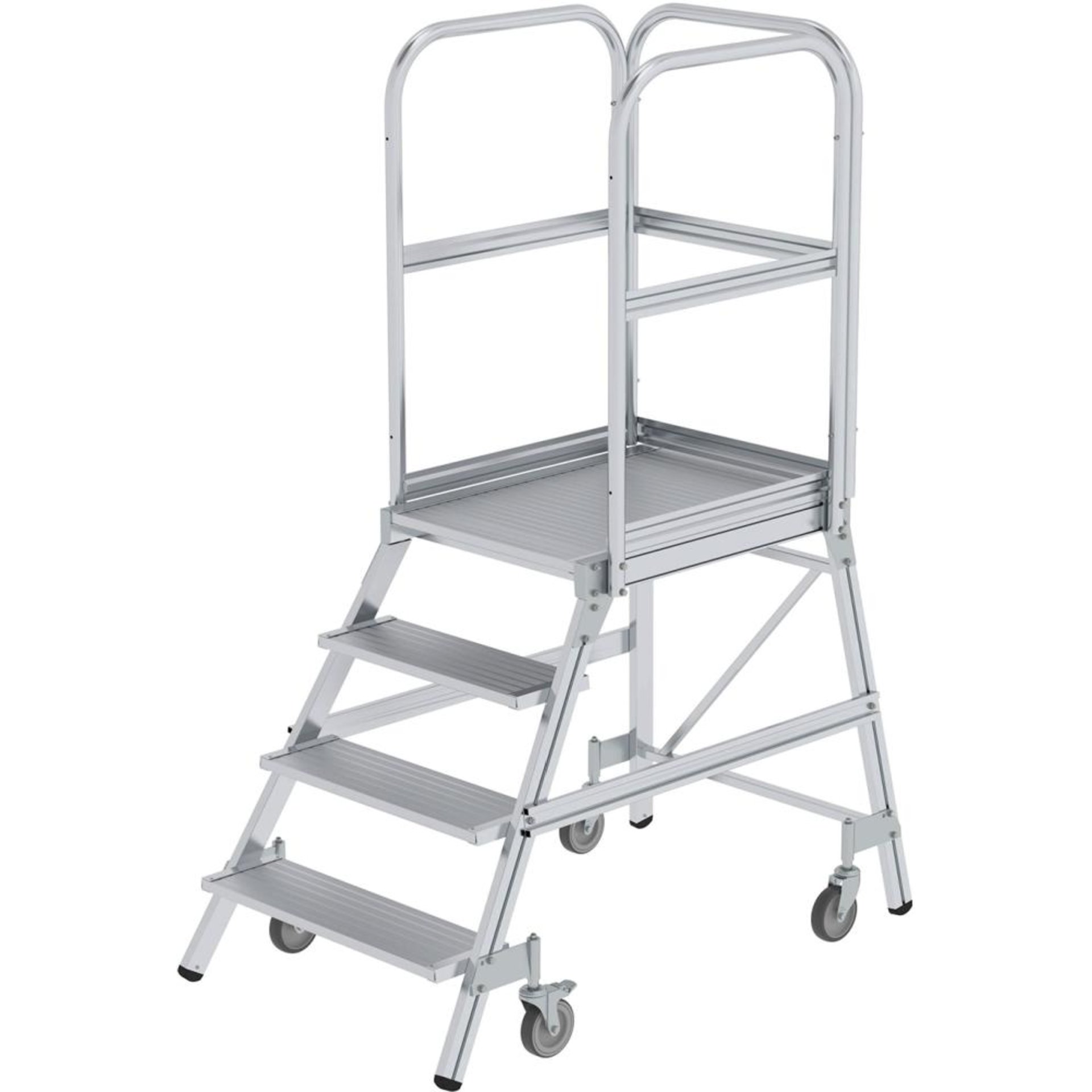 Podesttreppe, einseitig begehbar, Alu, geriffelt