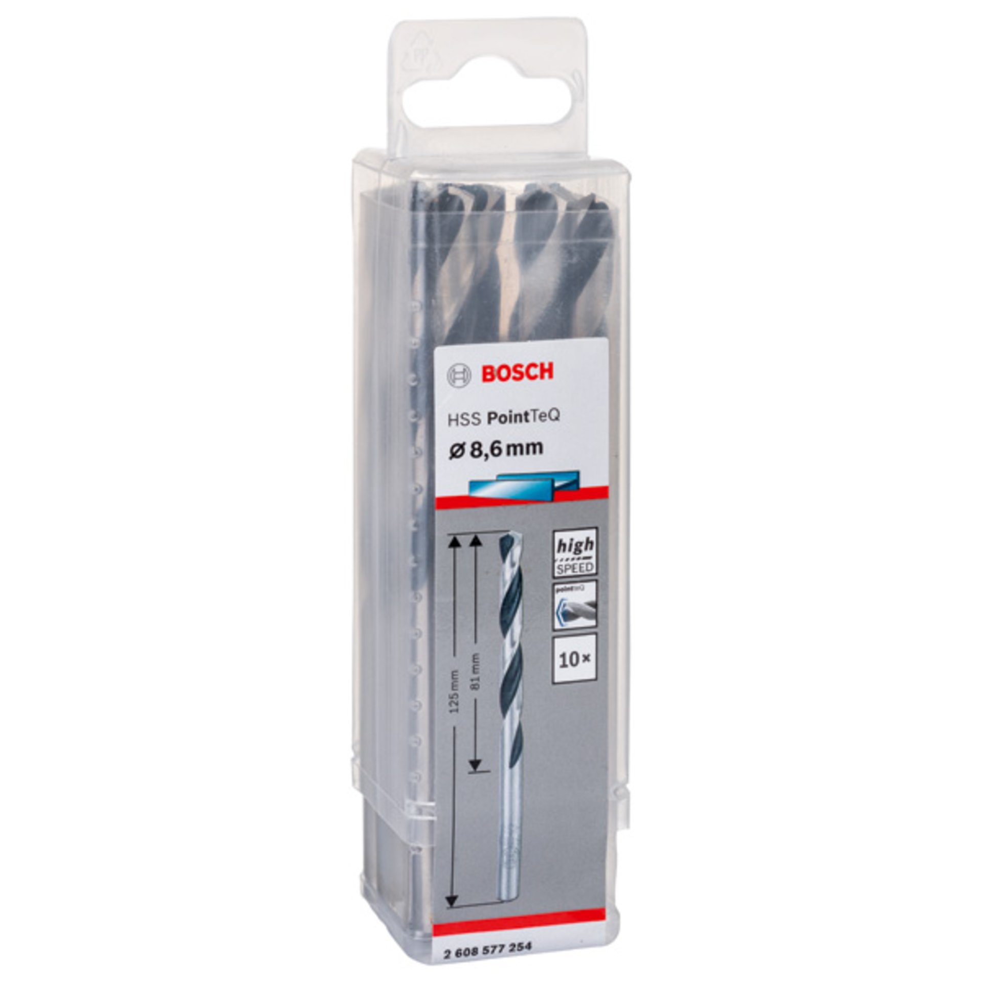 Metallspiralbohrer HSS PointTeQ, DIN 338, 8,6 mm, 10er-Pack