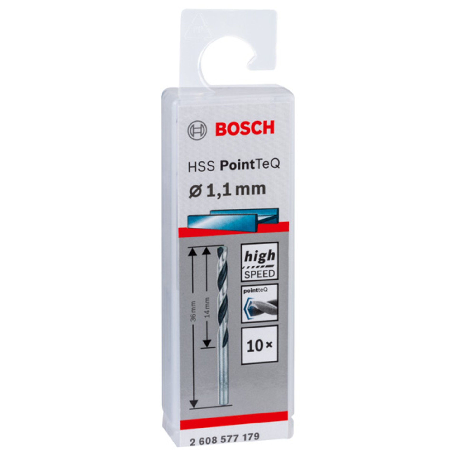 Metallspiralbohrer HSS PointTeQ, DIN 338, 1,1 mm, 10er-Pack