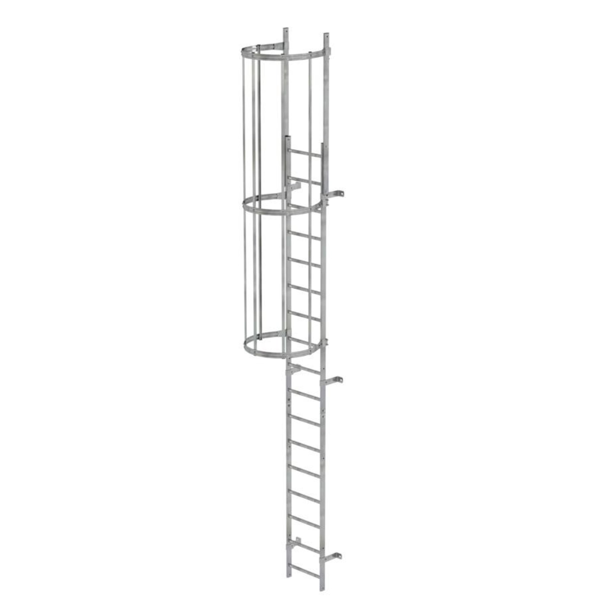 Steigleiter DIN18799-1 einzügig Stahl verzinkt Steighöhe bis 4,76 m Leiterlänge kpl. 5,96 m