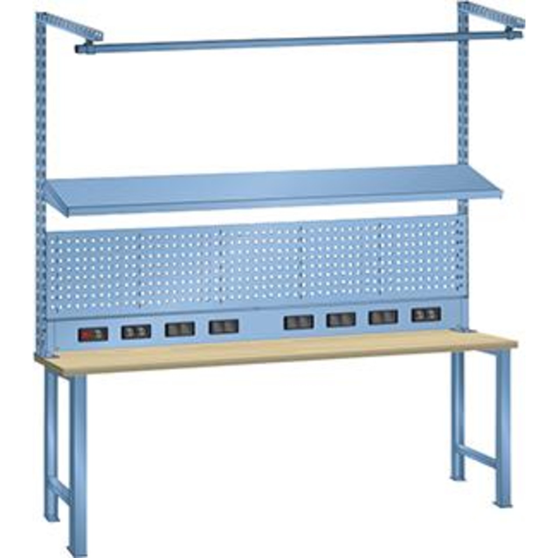 Aufbau für Werkbank RAL 5012 B2000xH1590mm Typ DE/Schutzkontakt