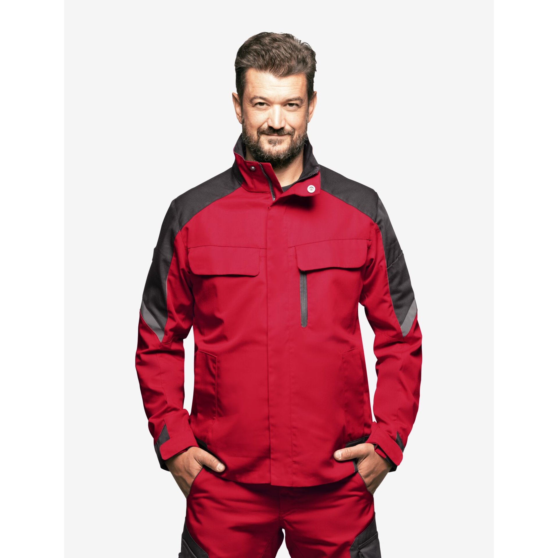 FRANK Arbeitsjacke Herren rot-schwarz 5XL