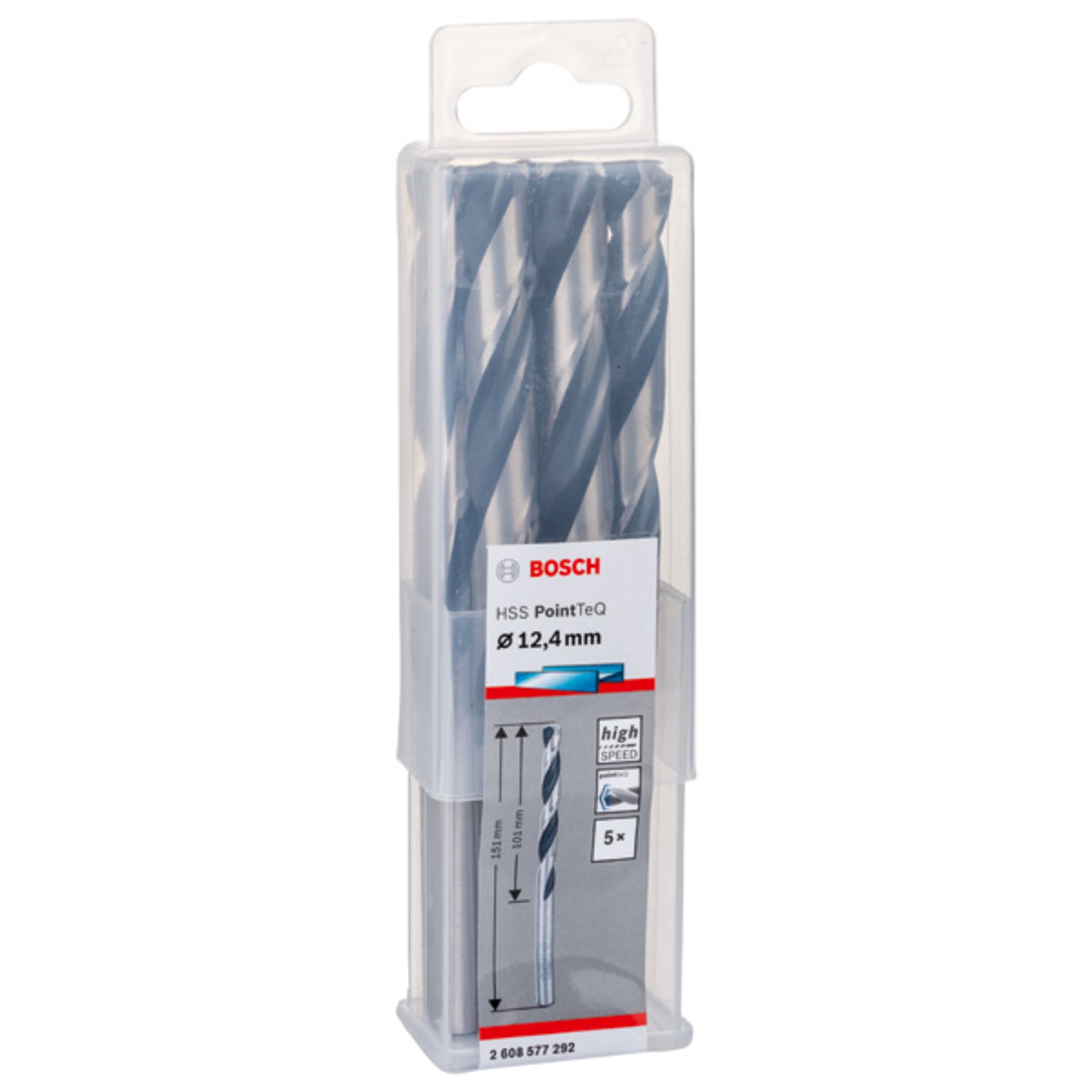 Metallspiralbohrer HSS PointTeQ, DIN 338, 12,4 mm, 5er-Pack