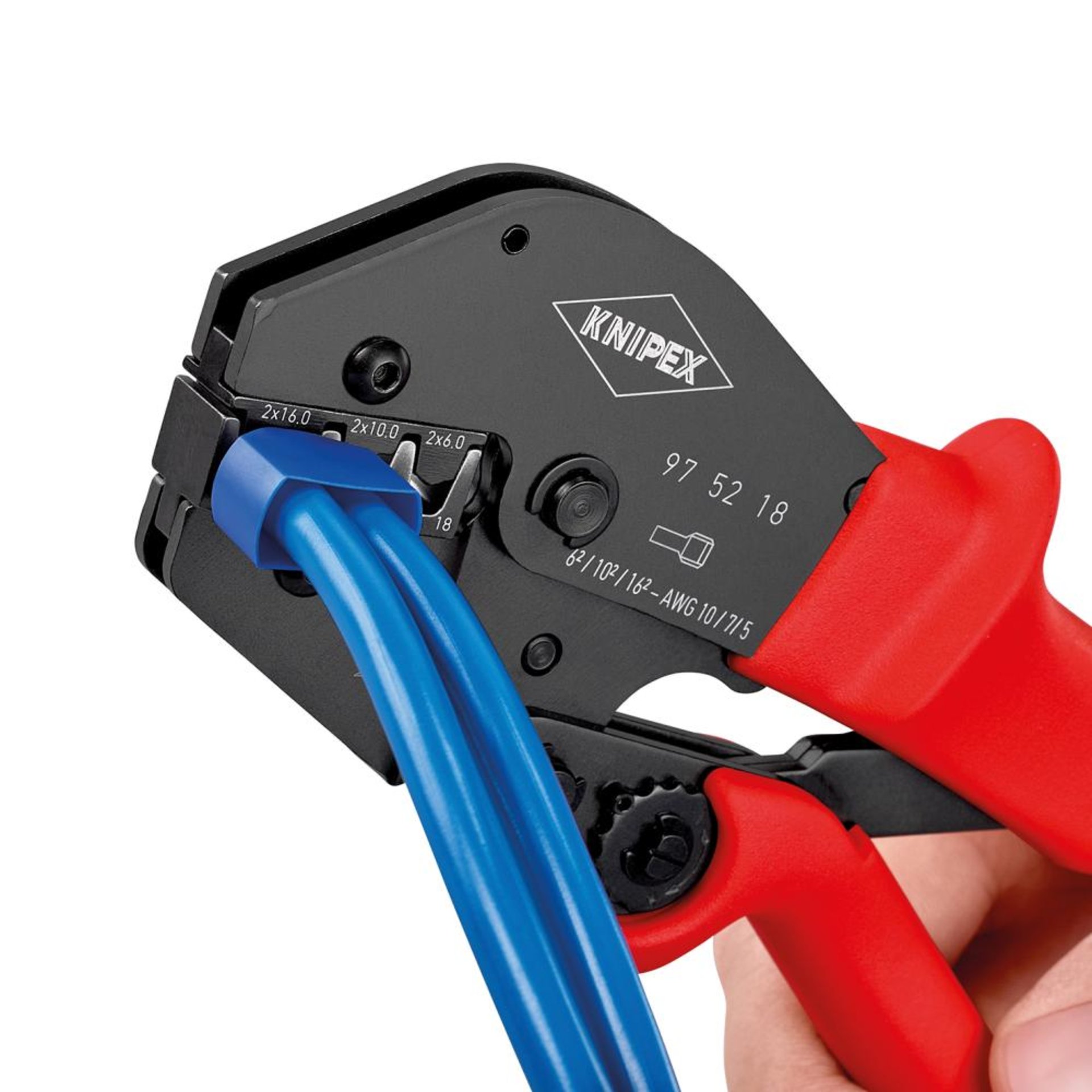 Crimp-Hebelzange f. Twin Aderendhülsen 2x6,2x10 und 2x16qmm KNIPEX