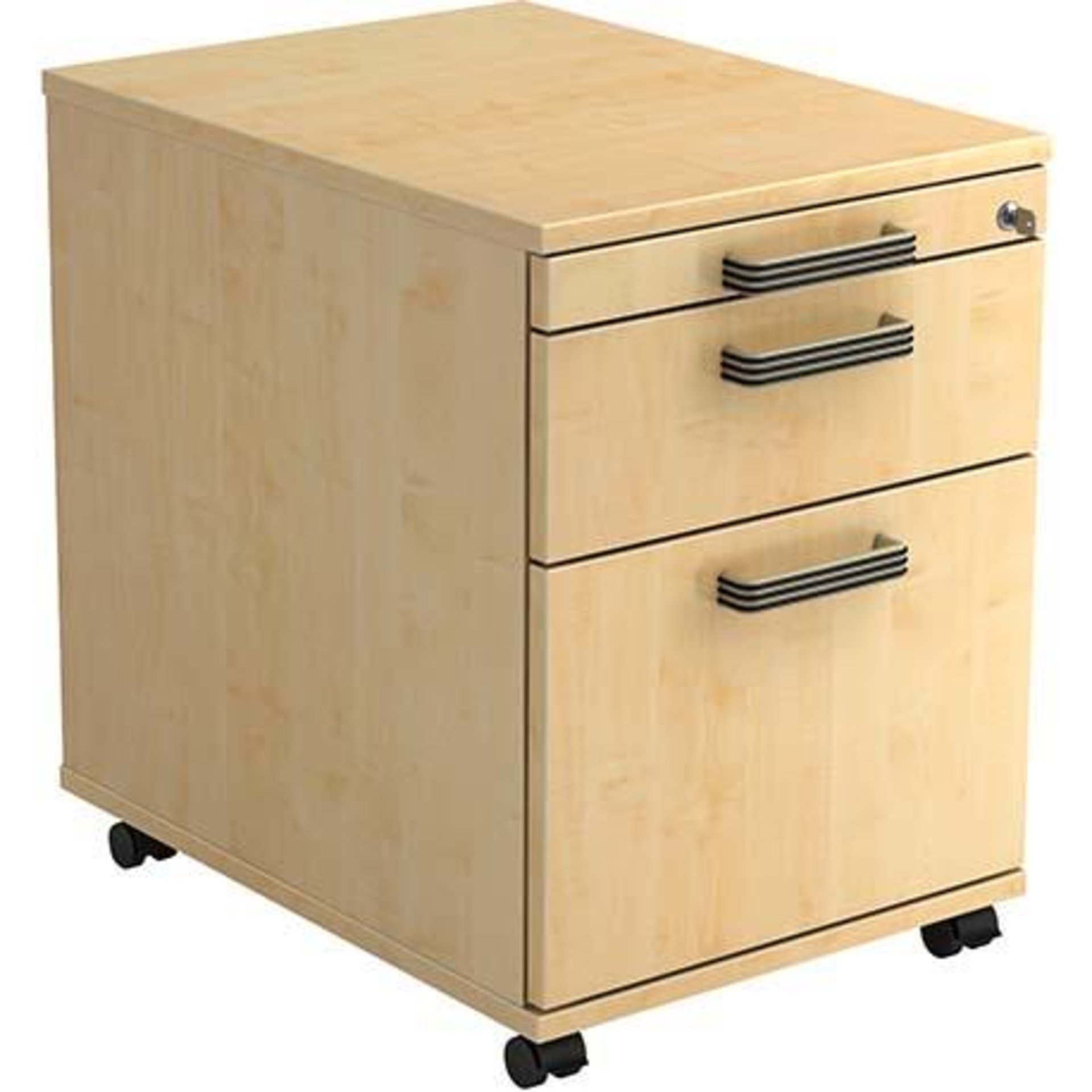 Rollcontainer zur Schreibtisch-Serie Solid, 1 Schub, 1 Hängeregistraturauszug, mit Streifengriff