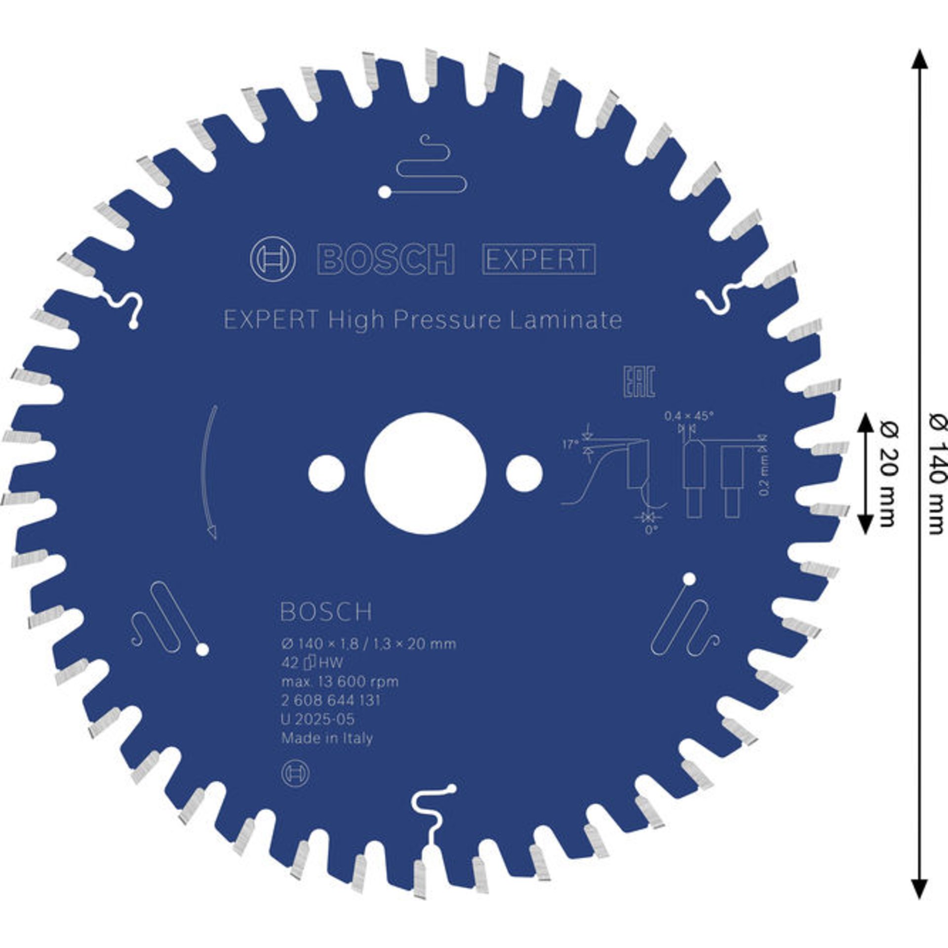 EXPERT High Pressure Laminate Kreissägeblatt, 140 x 1,8/1,3 x 20 mm, Z42