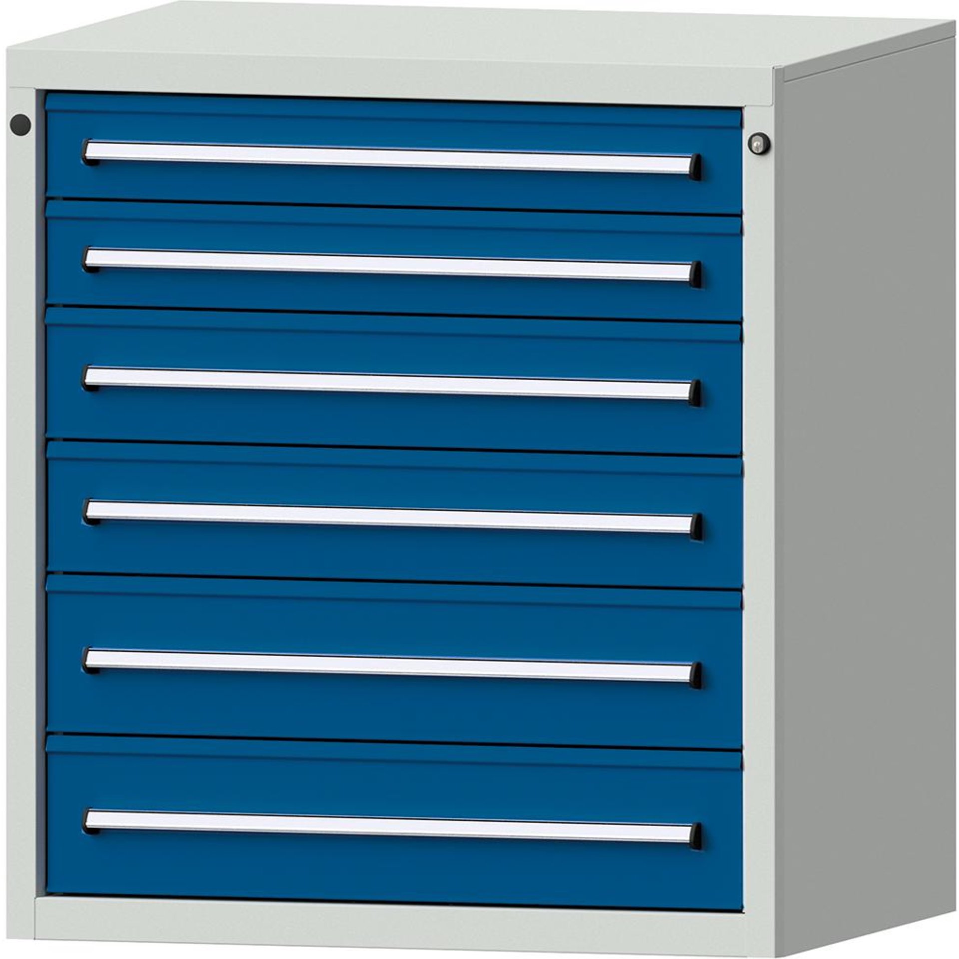 Format Schubladenschrank B910xT700xH1000mm RAL7035/5010 6 Schubladen 75kg