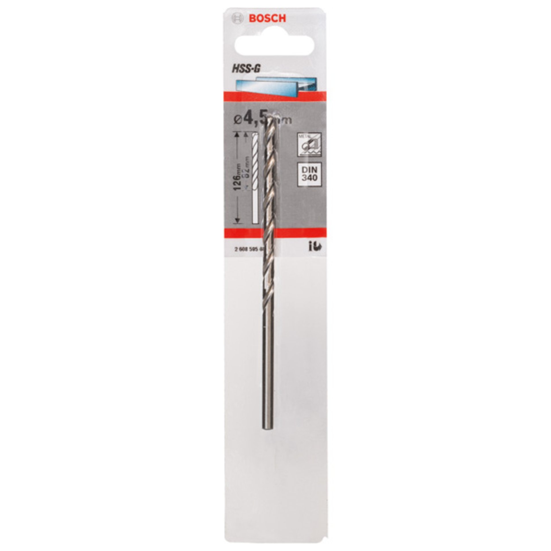 Metallbohrer HSS-G, DIN 340, 4,5 x 82 x 126 mm, 1er-Pack