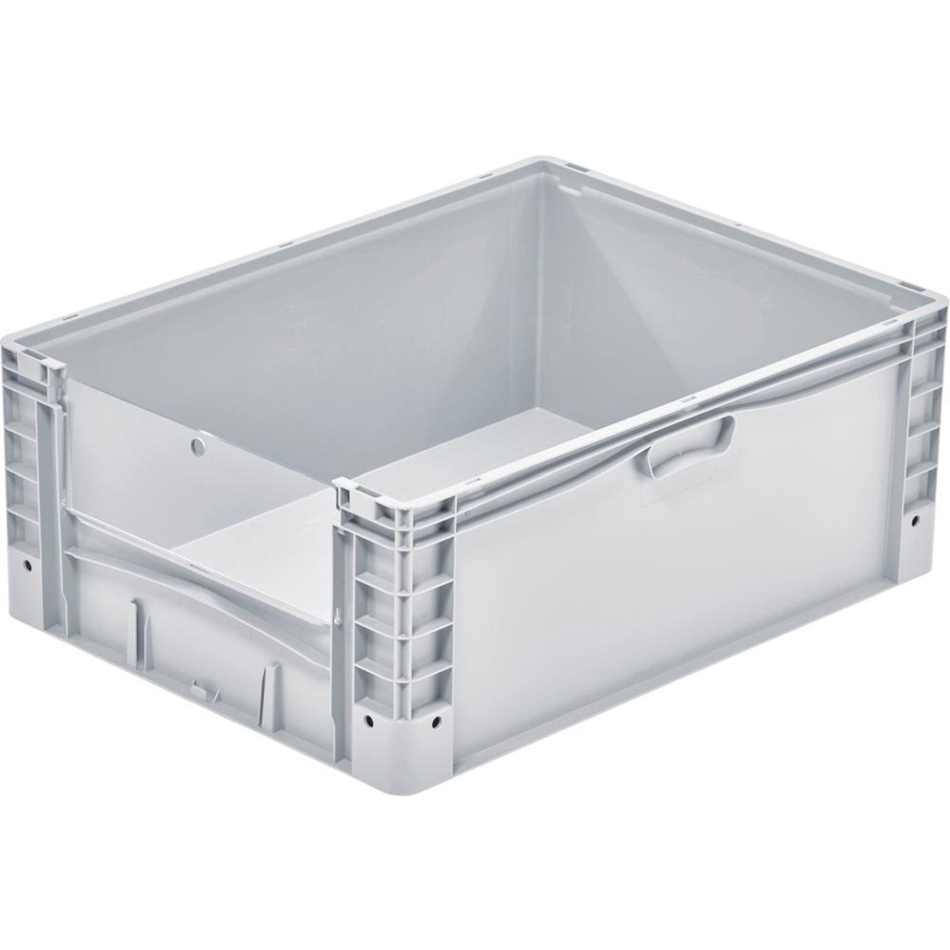 Eurobehälter B800xT600xH420 mm grau basicline plus mit Entnahmeklappe