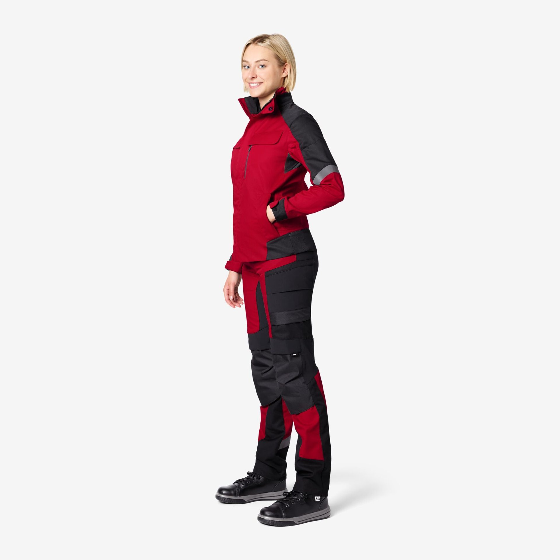 ANDREA Arbeitsjacke Damen rot-schwarz XL