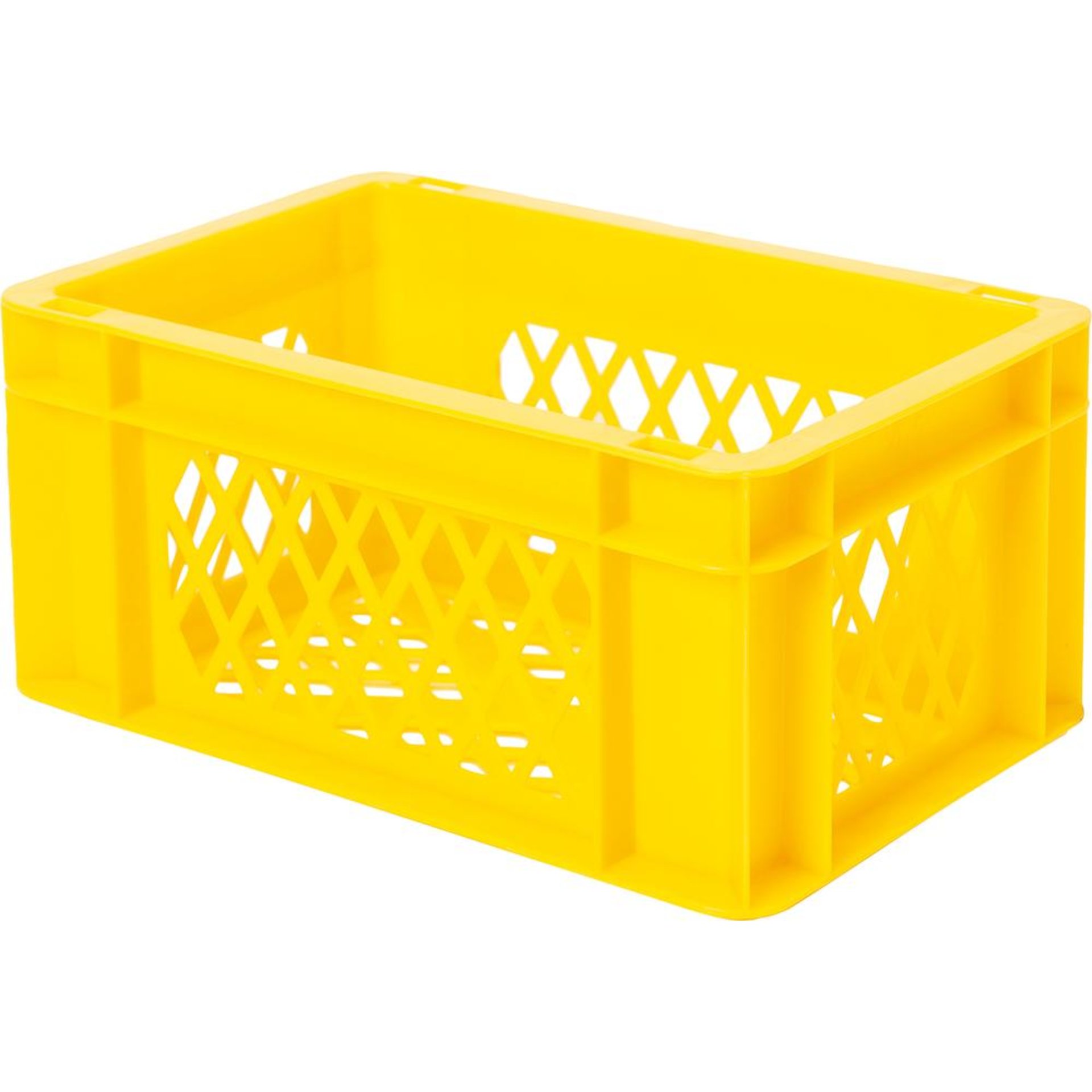 Transport-Stapelkasten B300xT200xH145 mm gelb, kpl. durchbrochen ohne Griffloch LA-KA-PE