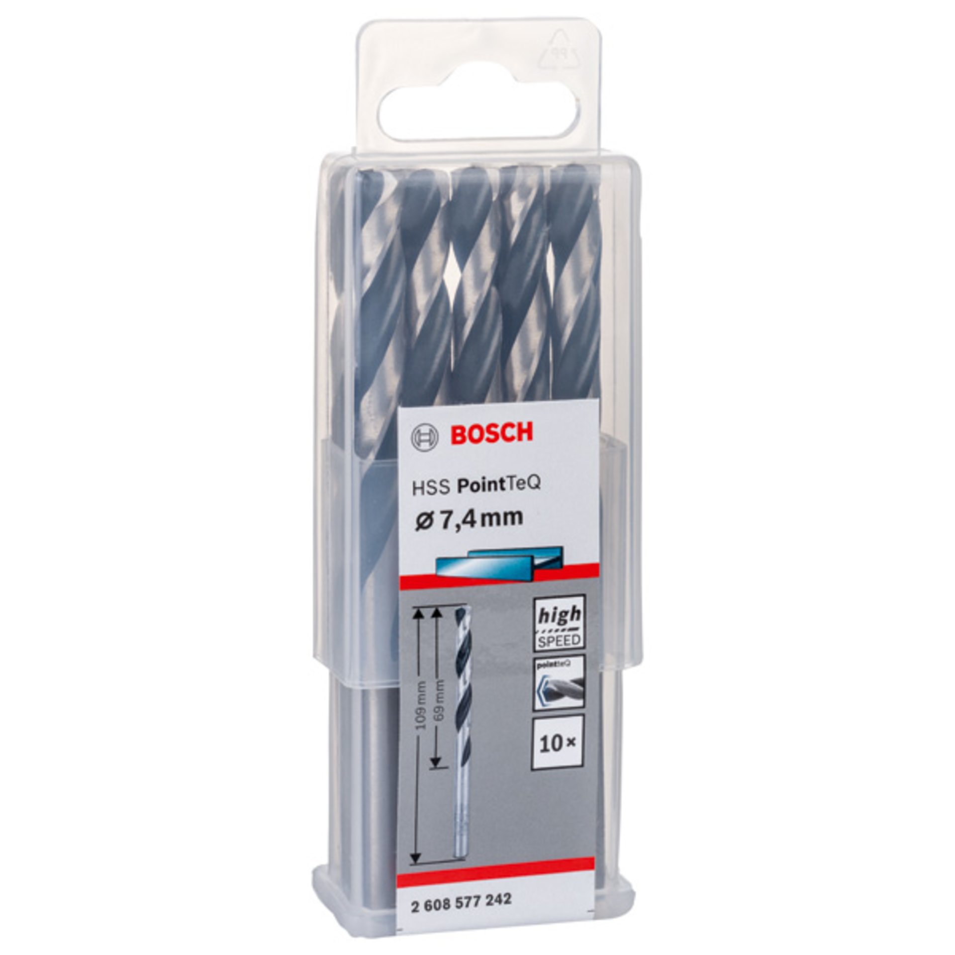 Metallspiralbohrer HSS PointTeQ, DIN 338, 7,4 mm, 10er-Pack