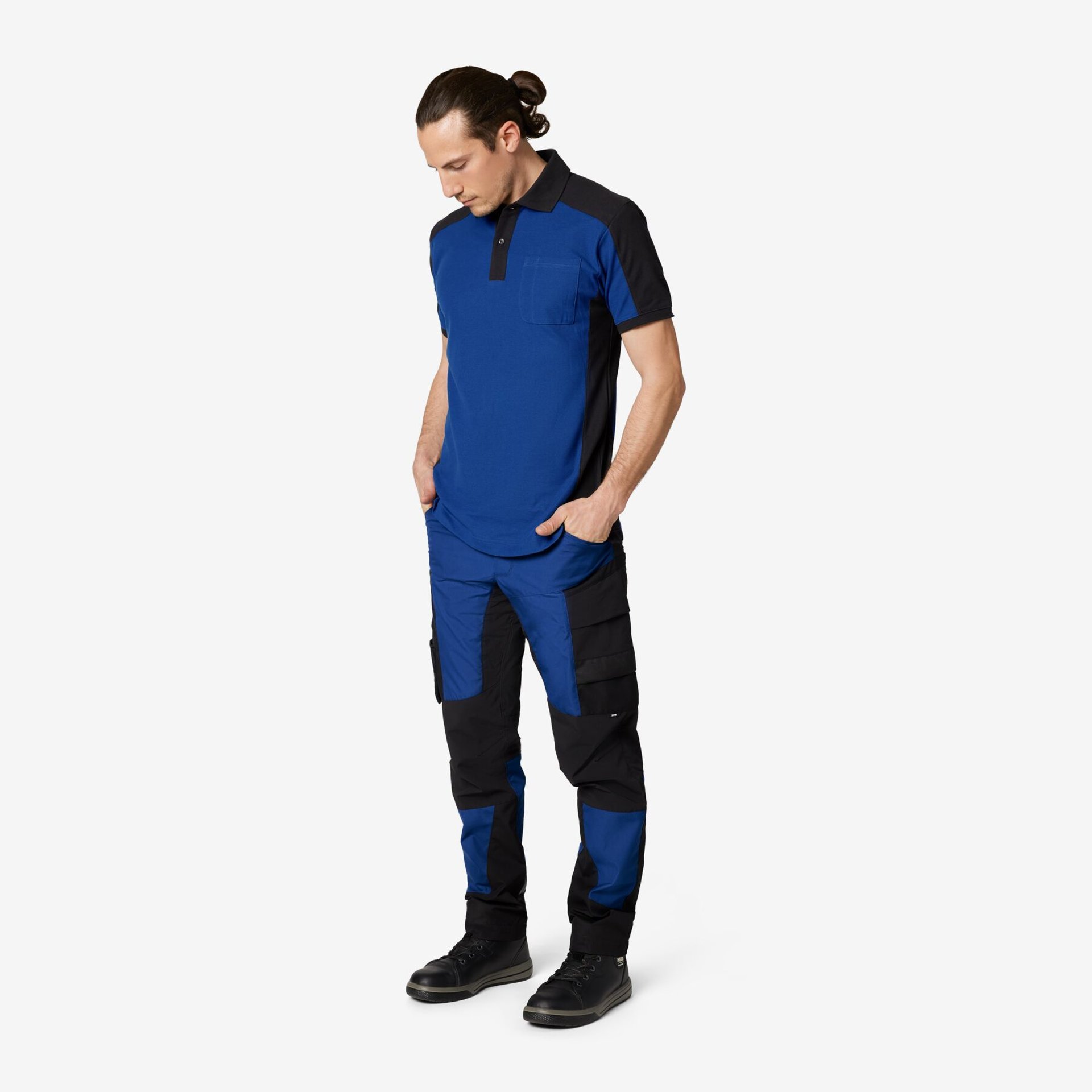 KONRAD Polo-Shirt zweifarbig royalblau-schwarz Gr. S