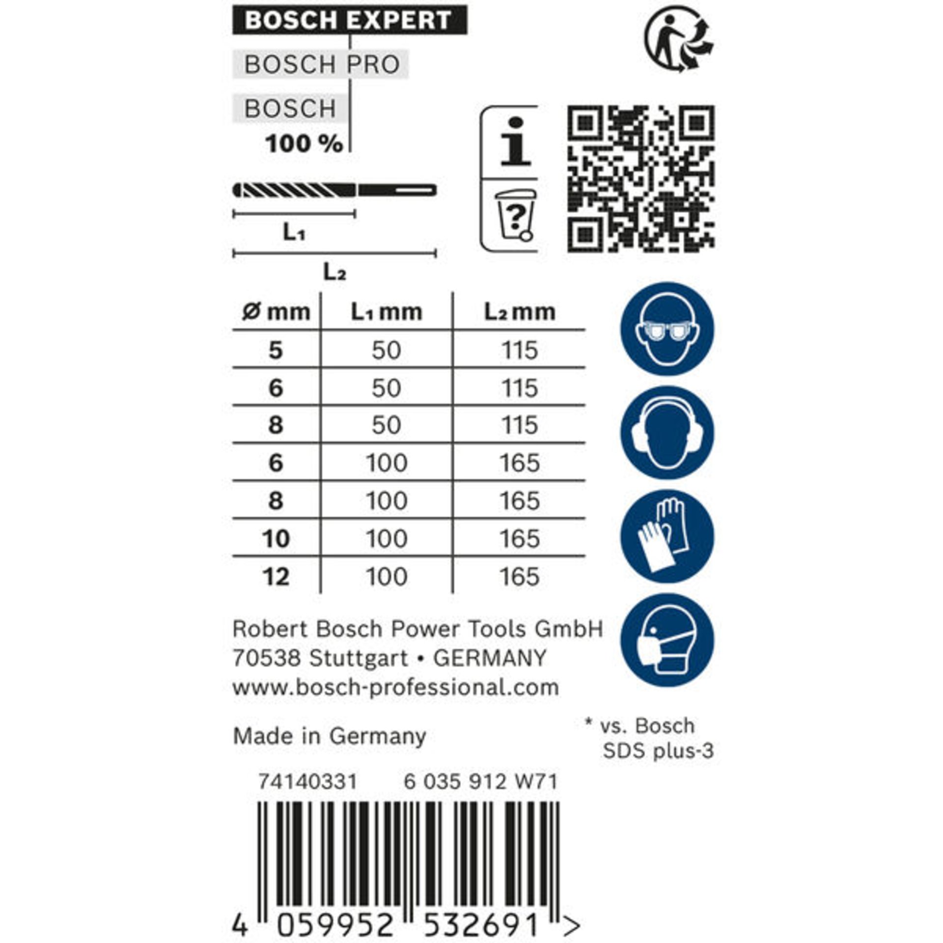EXPERT SDS plus-7X Hammerbohrer-Set, 5/6/6/8/8/10/12 mm, 7-tlg