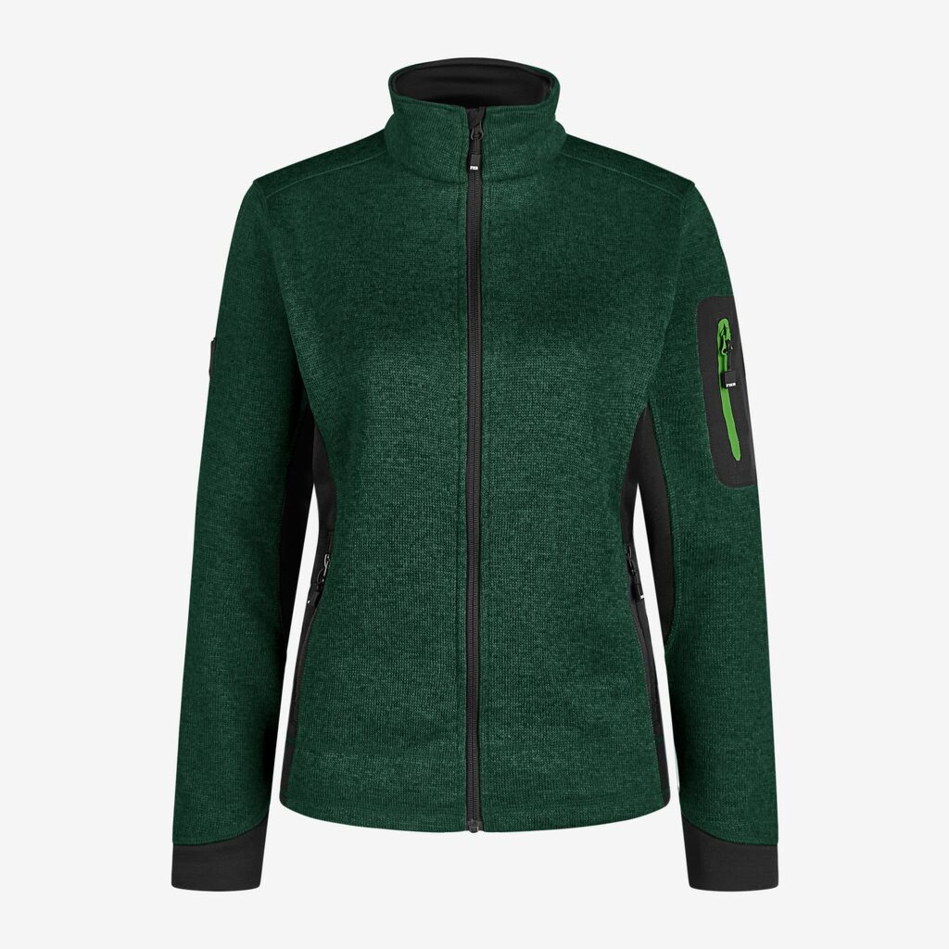 MARIEKE Strick-Fleece-Jacke Damen grün-schwarz 3XL