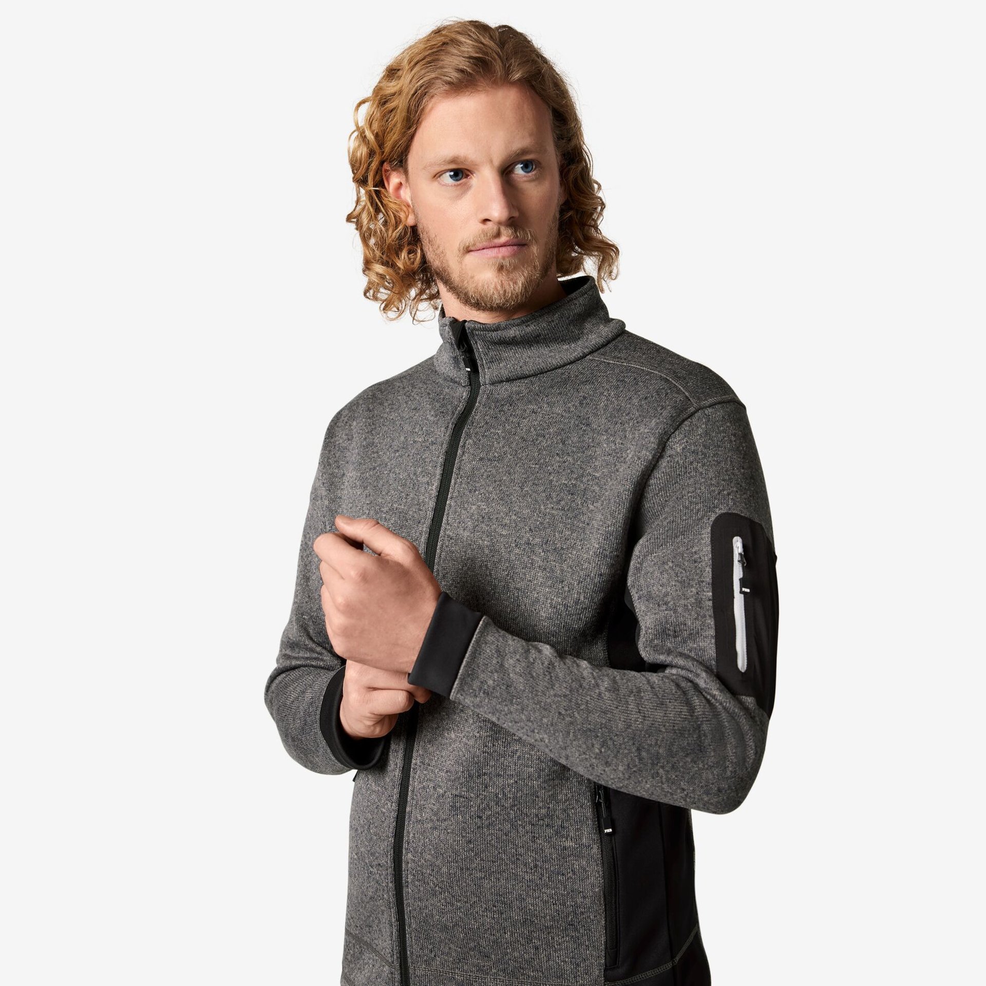 CHRISTOPH Strick-Fleece-Jacke Herren anthrazit-schwarz 2XL