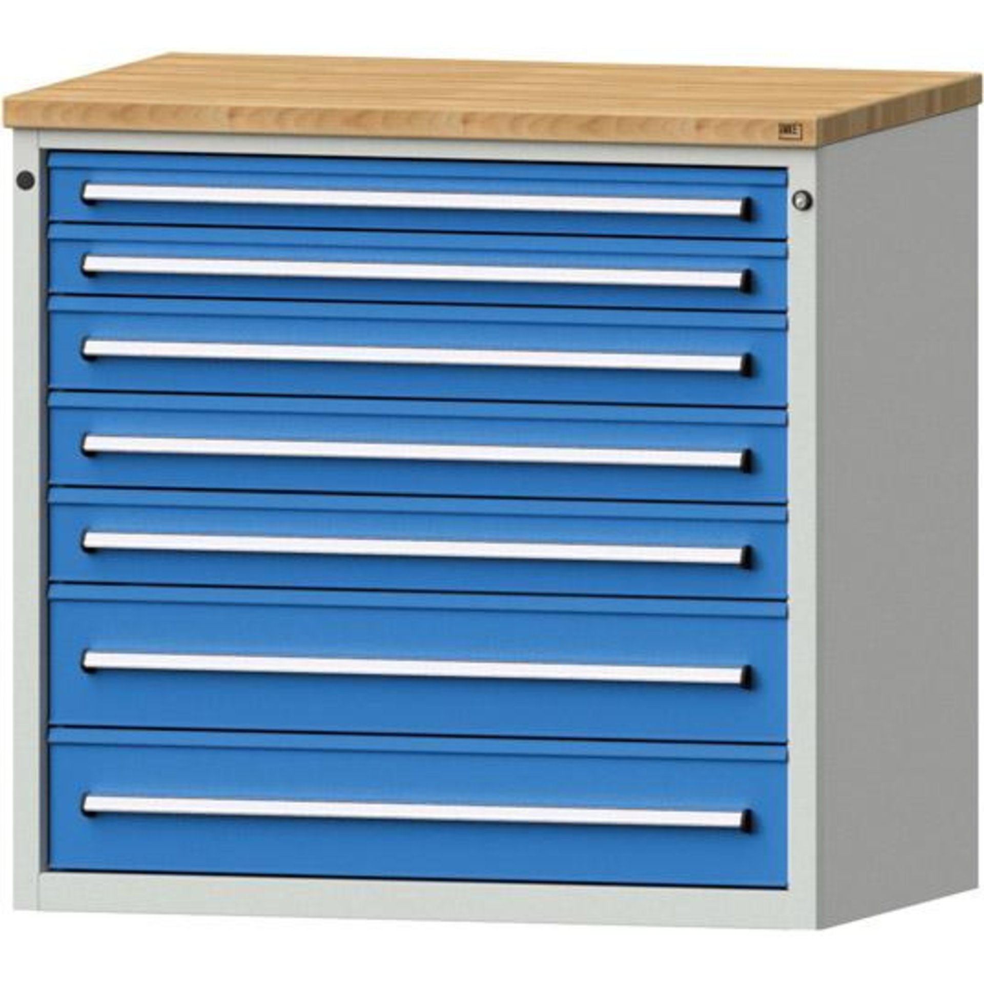 Anke Schubadenschrank B1060xT700xH980mm RAL 7035/5012 7 Schubladen