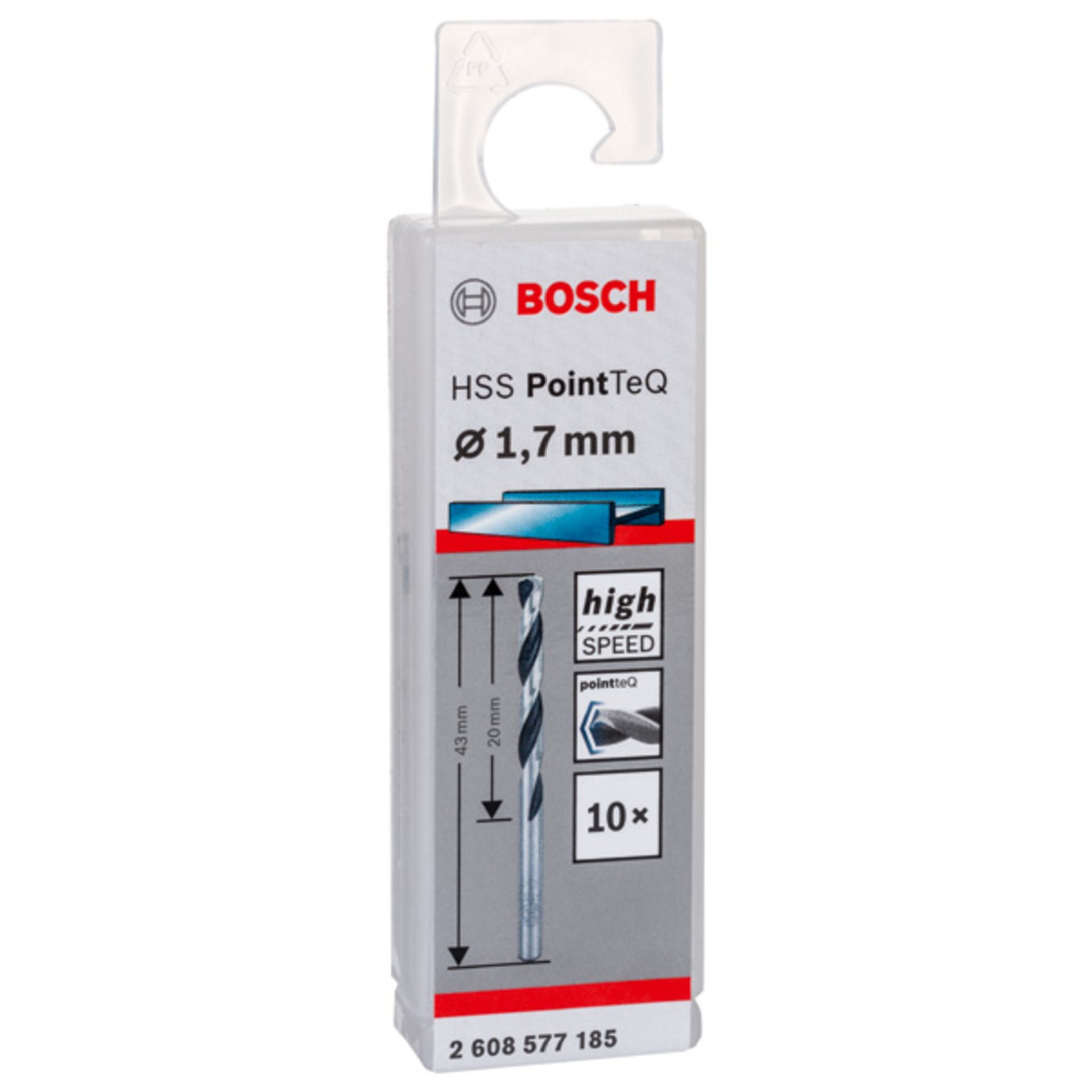 Metallspiralbohrer HSS PointTeQ, DIN 338, 1,7 mm, 10er-Pack