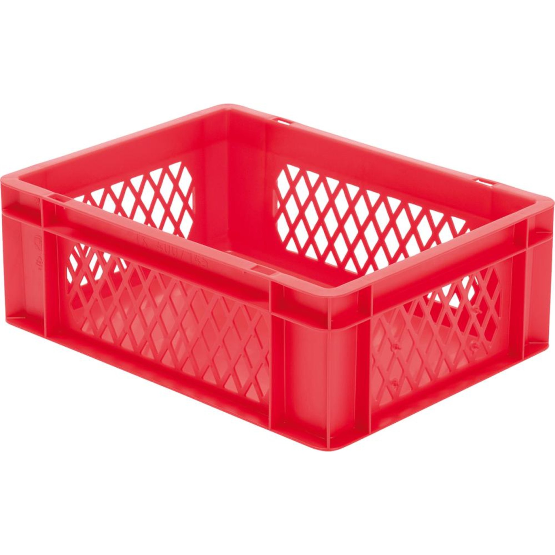 Transport-Stapelkasten B400xT300xH145 mm rot, Wände durchbrochen ohne Griffloch LA-KA-PE