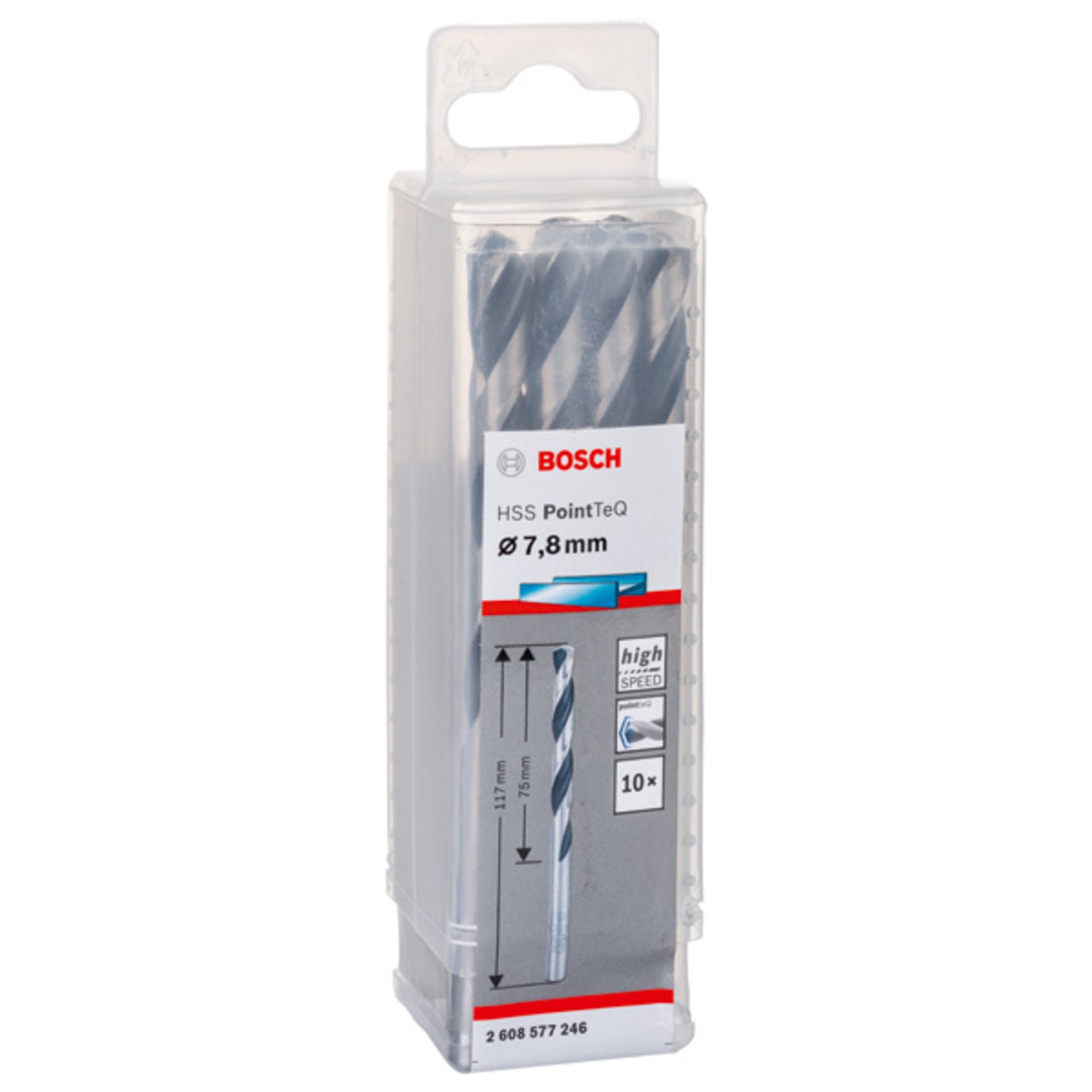 Metallspiralbohrer HSS PointTeQ, DIN 338, 7,8 mm, 10er-Pack