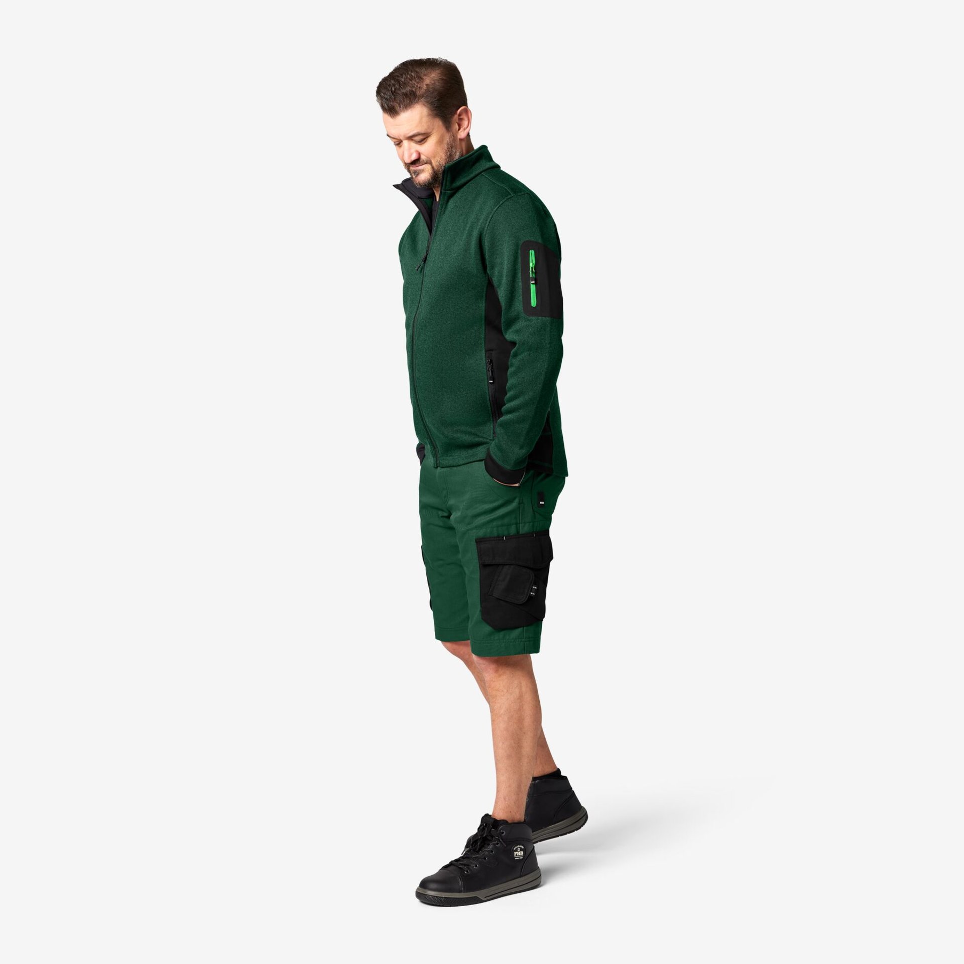 CHRISTOPH Strick-Fleece-Jacke Herren grün-schwarz L