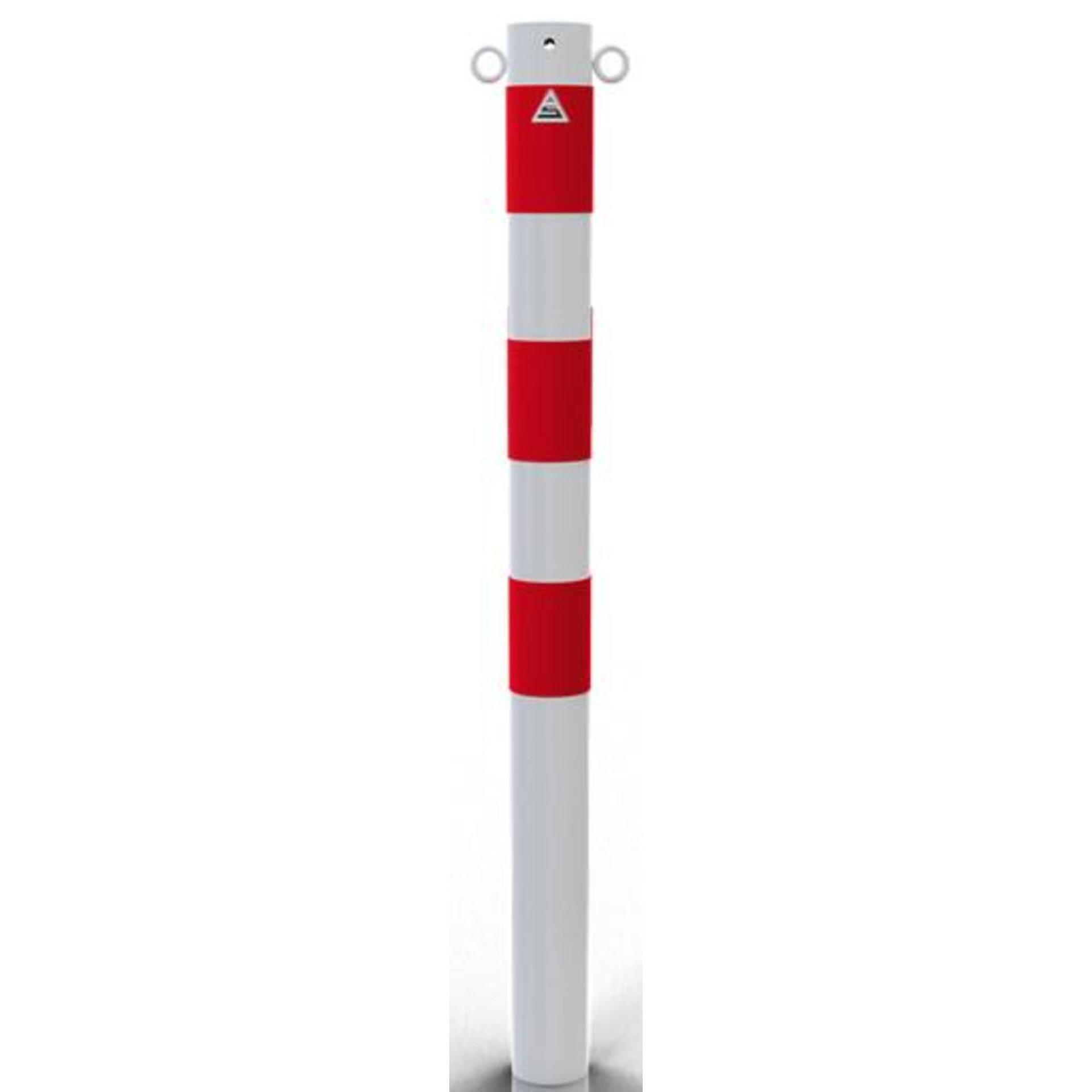 Absperrpfosten rot/weiß H1400xD76 mm 2 Ösen zum Einbetonieren