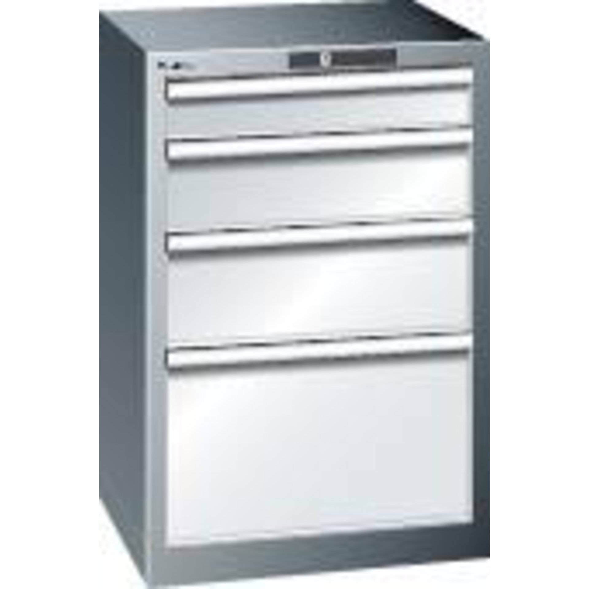 Schubladenschrank 27x27E B564xT572xH850mm RAL 7035 4 Schubladen 75kg