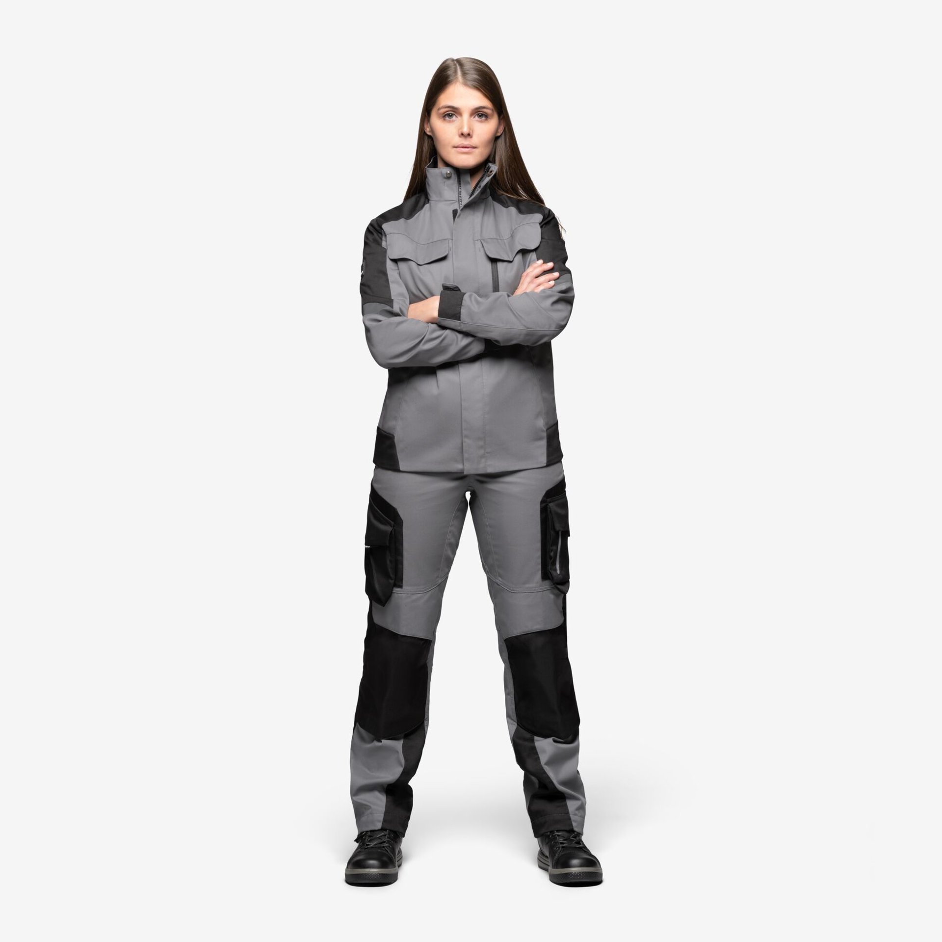 ANDREA Arbeitsjacke Damen grau-schwarz XS