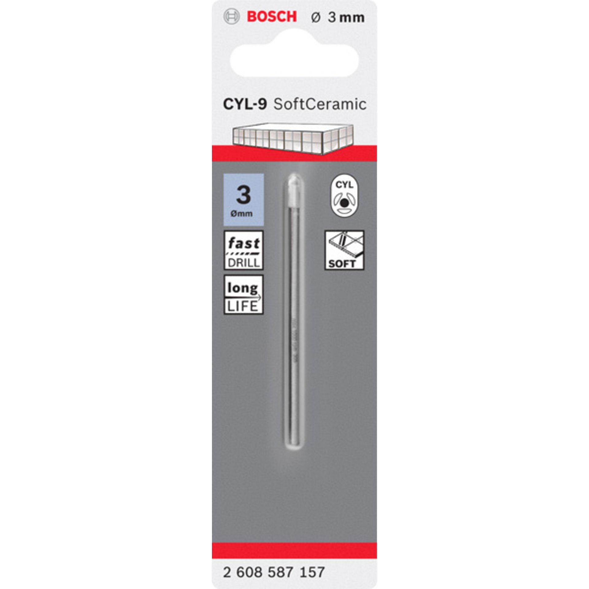 Fliesenbohrer CYL-9 Ceramic, 3 x 70 mm