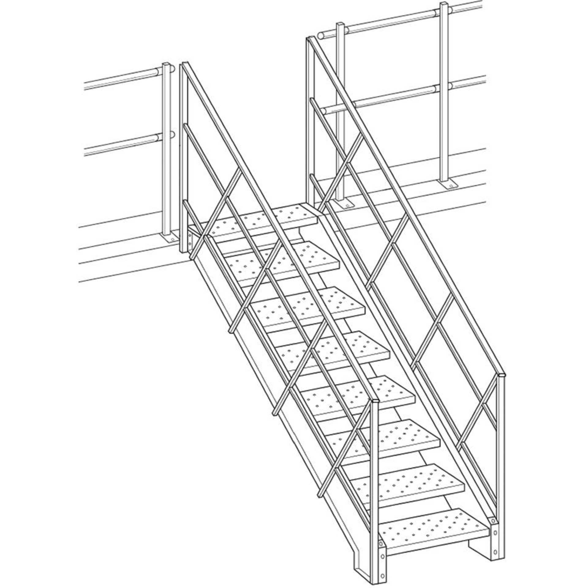 Treppe 38 Grad für Lagerbühne B960mm Lichte Breite 860 mm