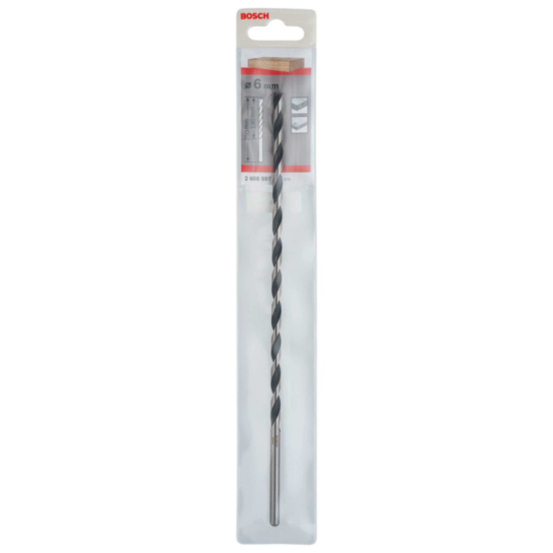 Maschinenholzbohrer, M-Spitze 6 x 250 mm, d 6 mm