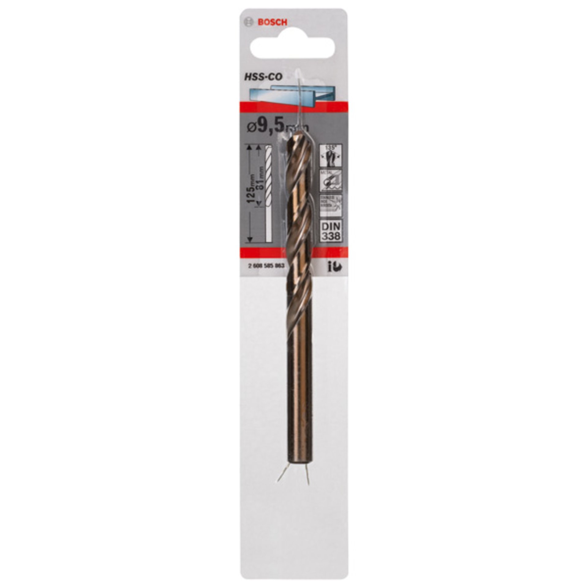 Metallbohrer HSS-Co, DIN 338, 9,5 x 81 x 125 mm, 1er-Pack
