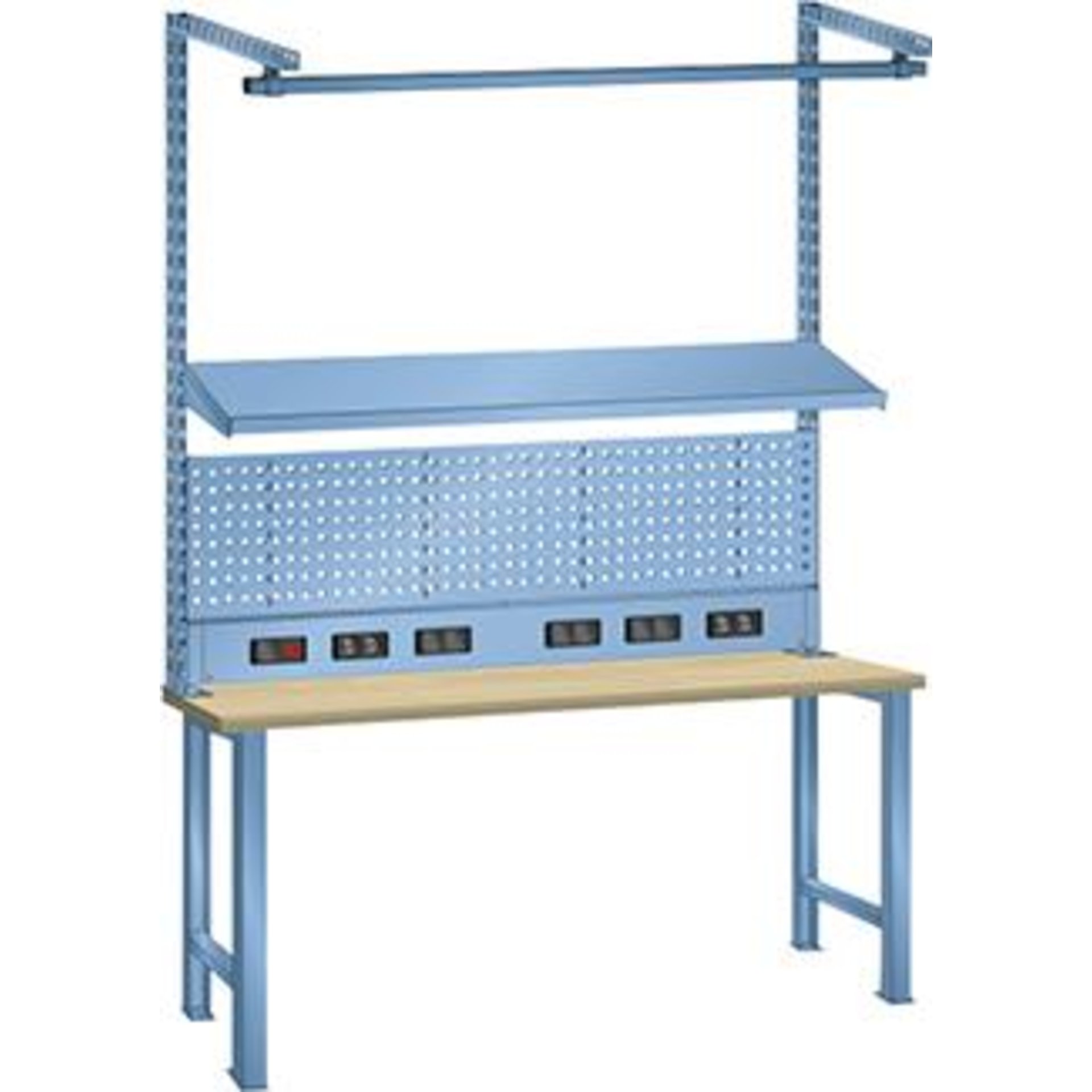 Aufbau für Werkbank RAL 5012 B1500xH1590mm Typ DE/Schutzkontakt