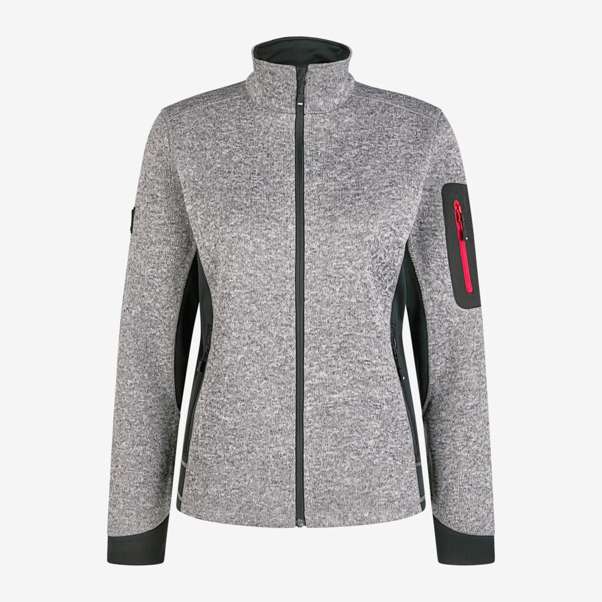 MARIEKE Strick-Fleece-Jacke Damen grau-schwarz XL