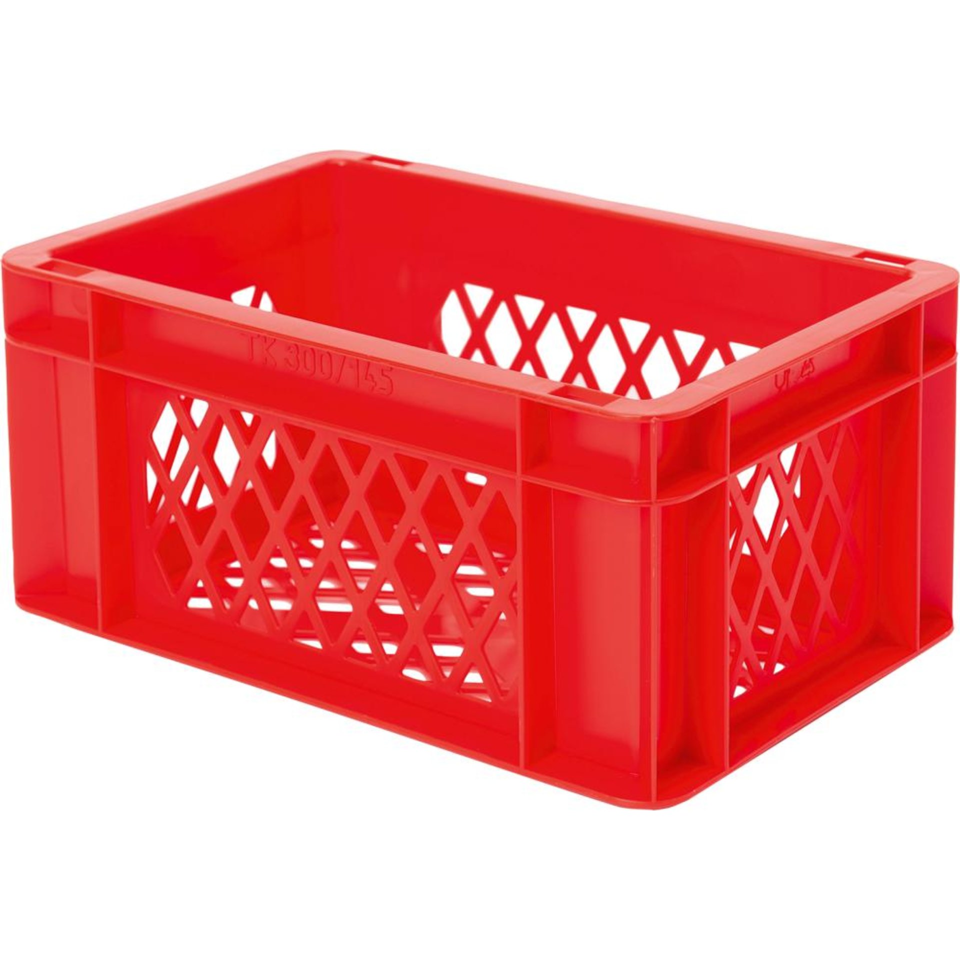 Transport-Stapelkasten B300xT200xH145 mm rot, kpl. durchbrochen ohne Griffloch LA-KA-PE