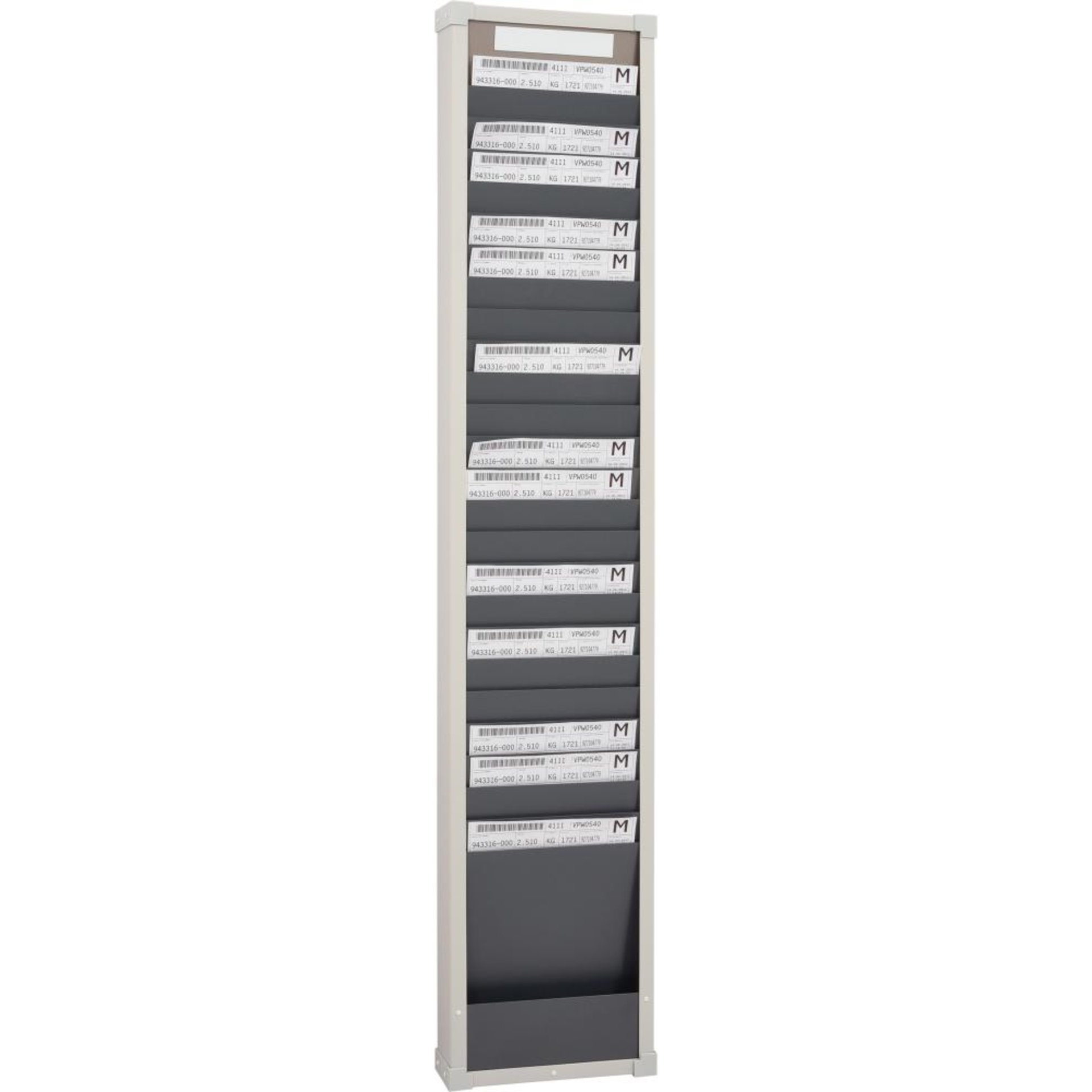 Karten-Sortiert. 25, Spalten 1 1350 x 260 x 75 mm grau