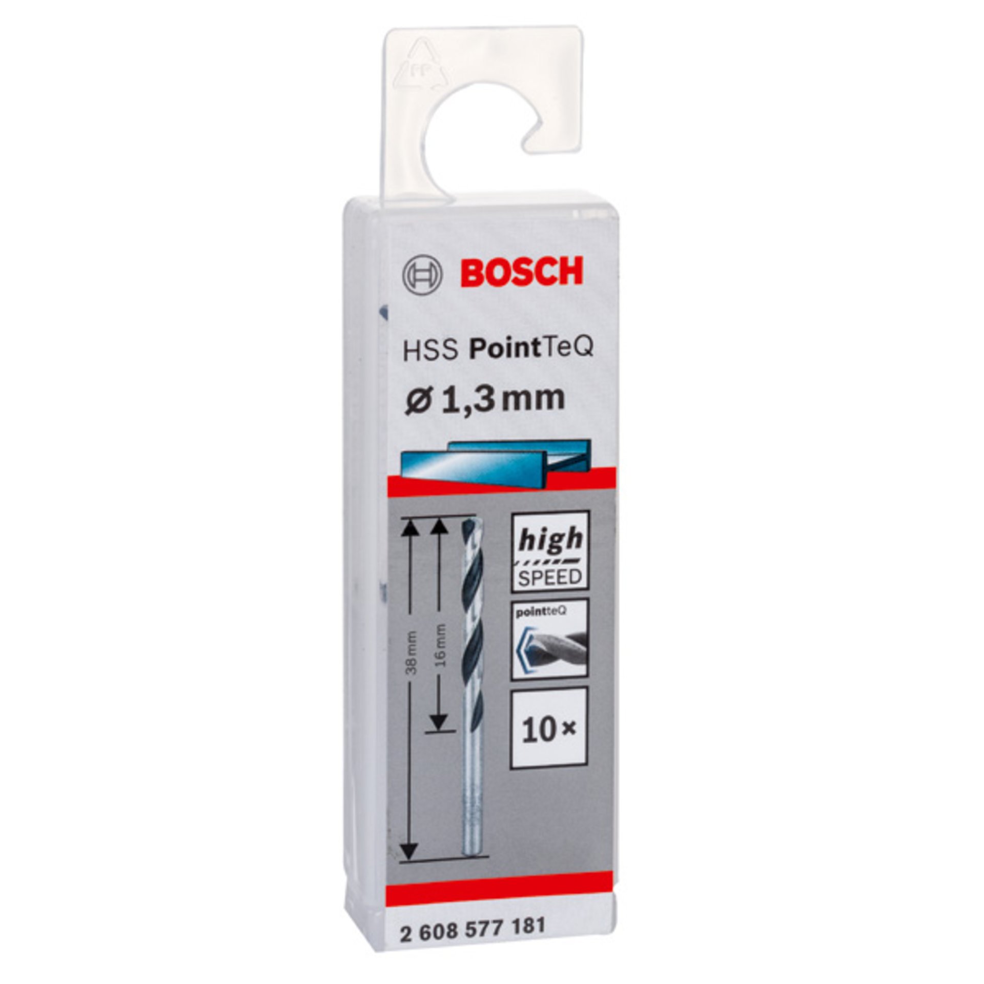 Metallspiralbohrer HSS PointTeQ, DIN 338, 1,3 mm, 10er-Pack