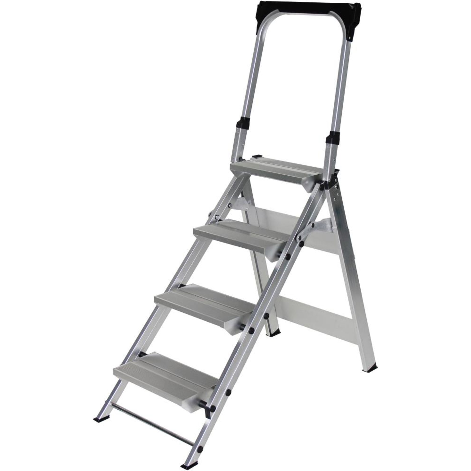 Alu-Klapptreppe 4 Stufen mit Bügel Höhe o. Stufe 0,86 m Arbeitshöhe bis 2,90 m