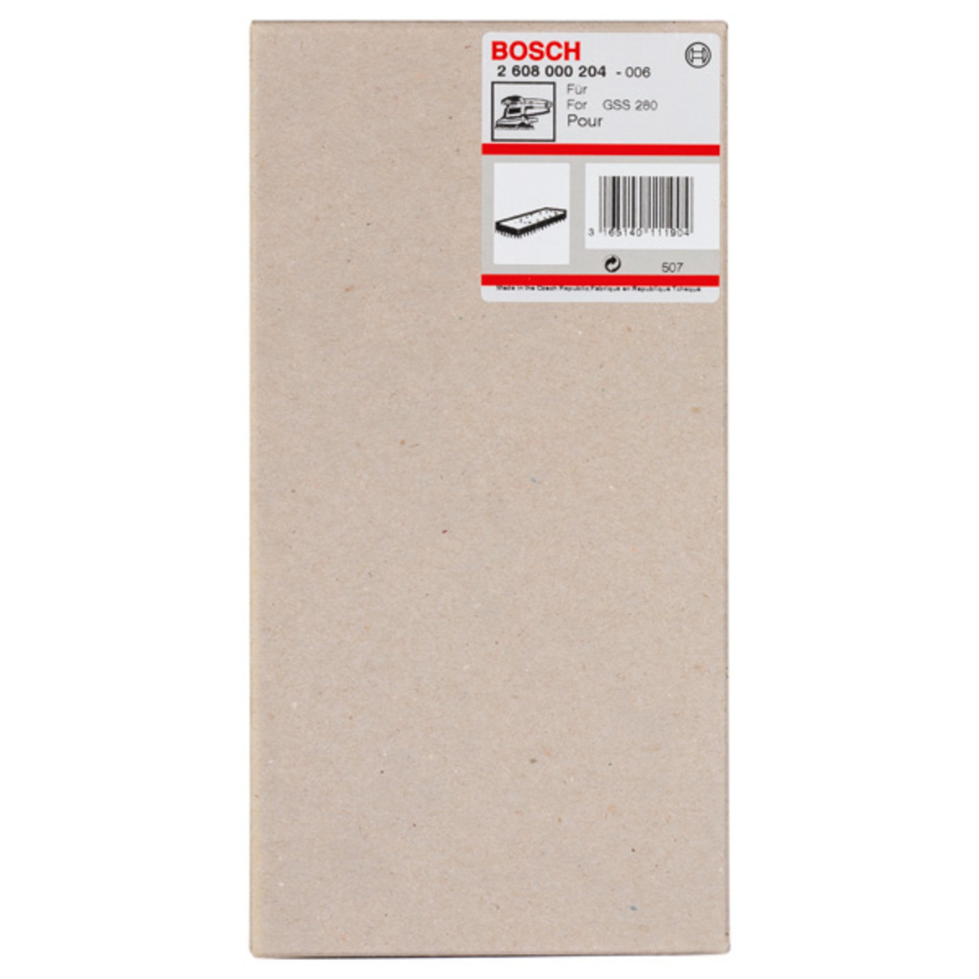 Schleifplatte 185 x 93 mm, für GSS 280 A, GSS 280 AE, mit Kletthaftung