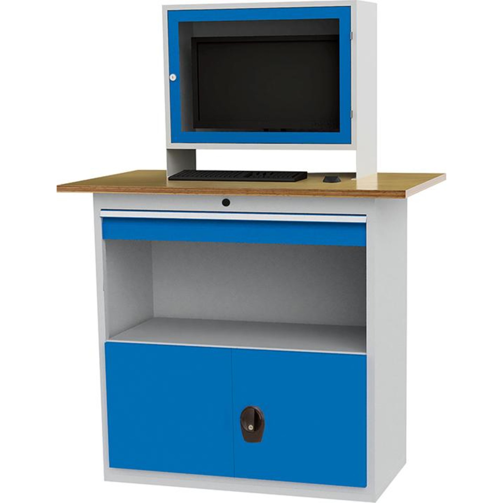 Computerschrank Office 2 stationär, Monitoraufs. 1 Schublade, Buche MP B1200xT700xH1645mm