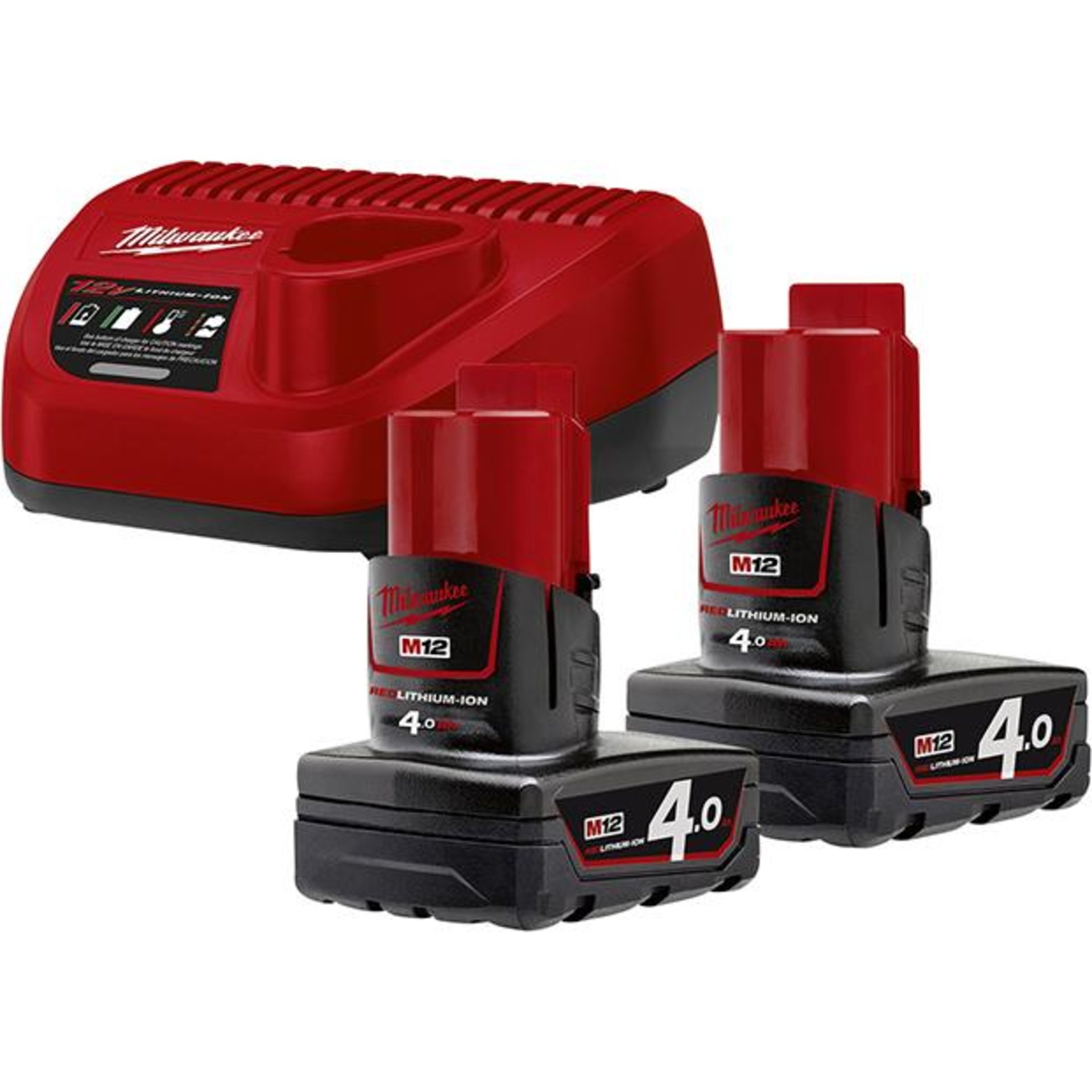 Akku-Starter Set M12 NRG-402 Milwaukee 2x12,0 V 4,0 Ah Ladegerät C12 C Karton