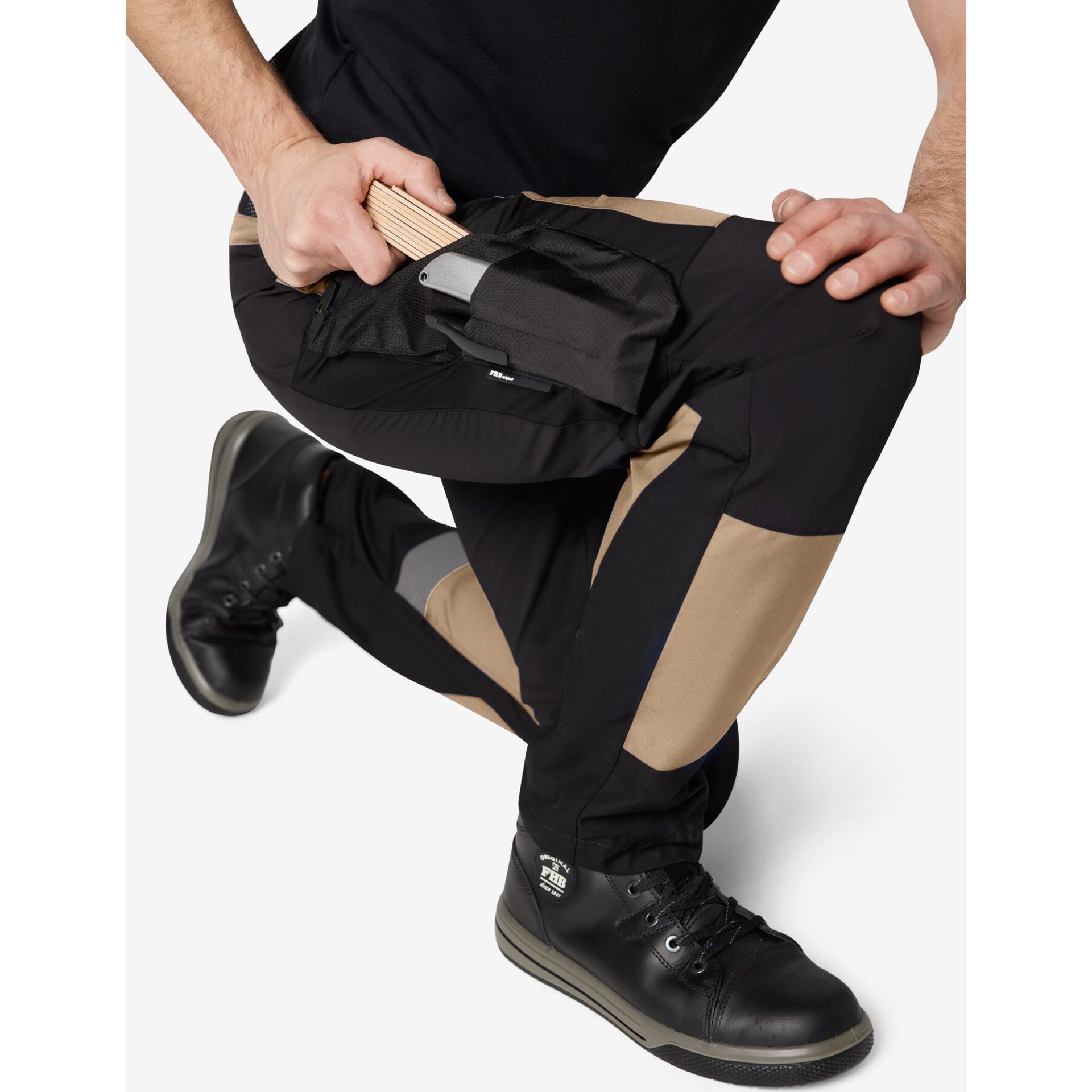 MIO Arbeitshose elastisch beige-schwarz 106