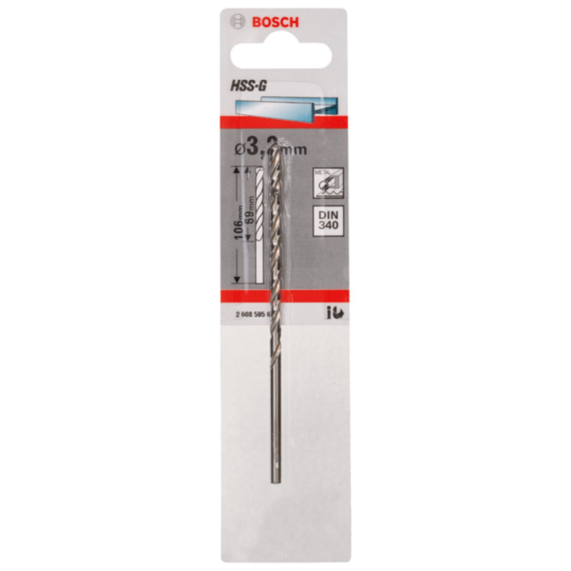 Metallbohrer HSS-G, DIN 340, 3,2 x 69 x 106 mm, 1er-Pack