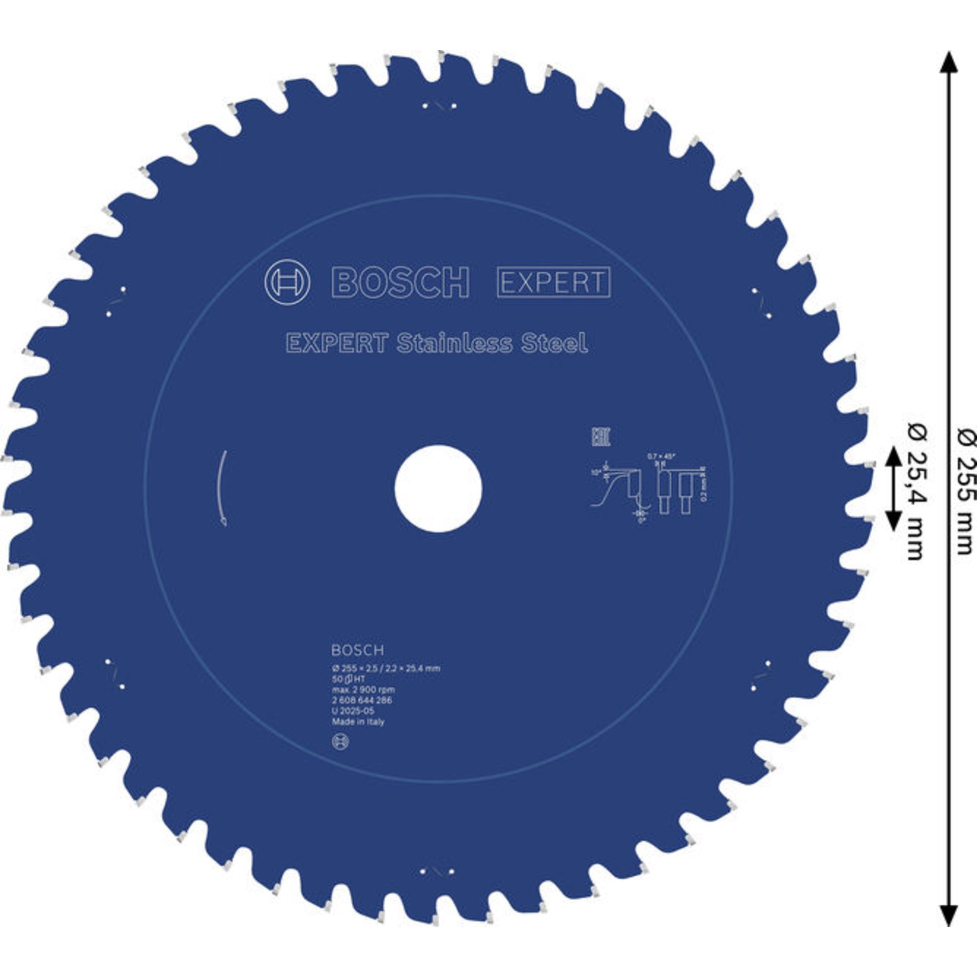 EXPERT Stainless Steel Kreissägeblatt, 255 x 2,5/2,2 x 25,4 mm, Z50