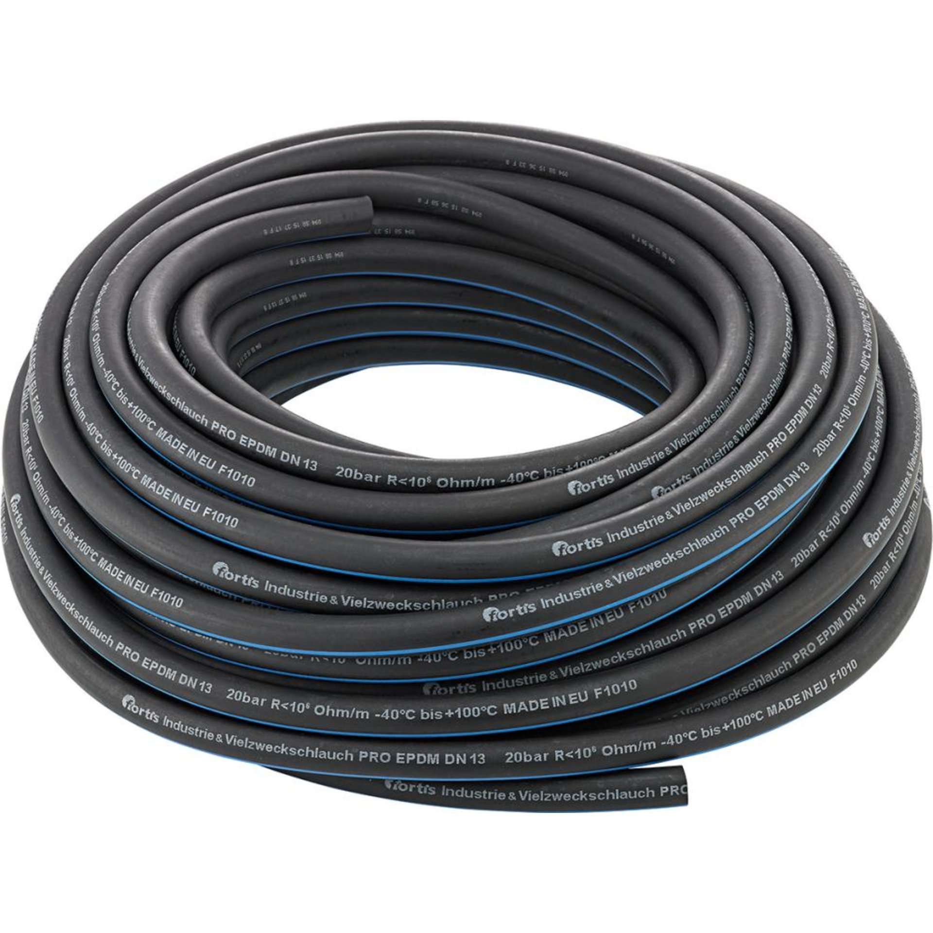 Industrie-und Vielzweck schlauch PRO, EPDM, schwarz/blau, 8x3,5mm, 40m FORTIS